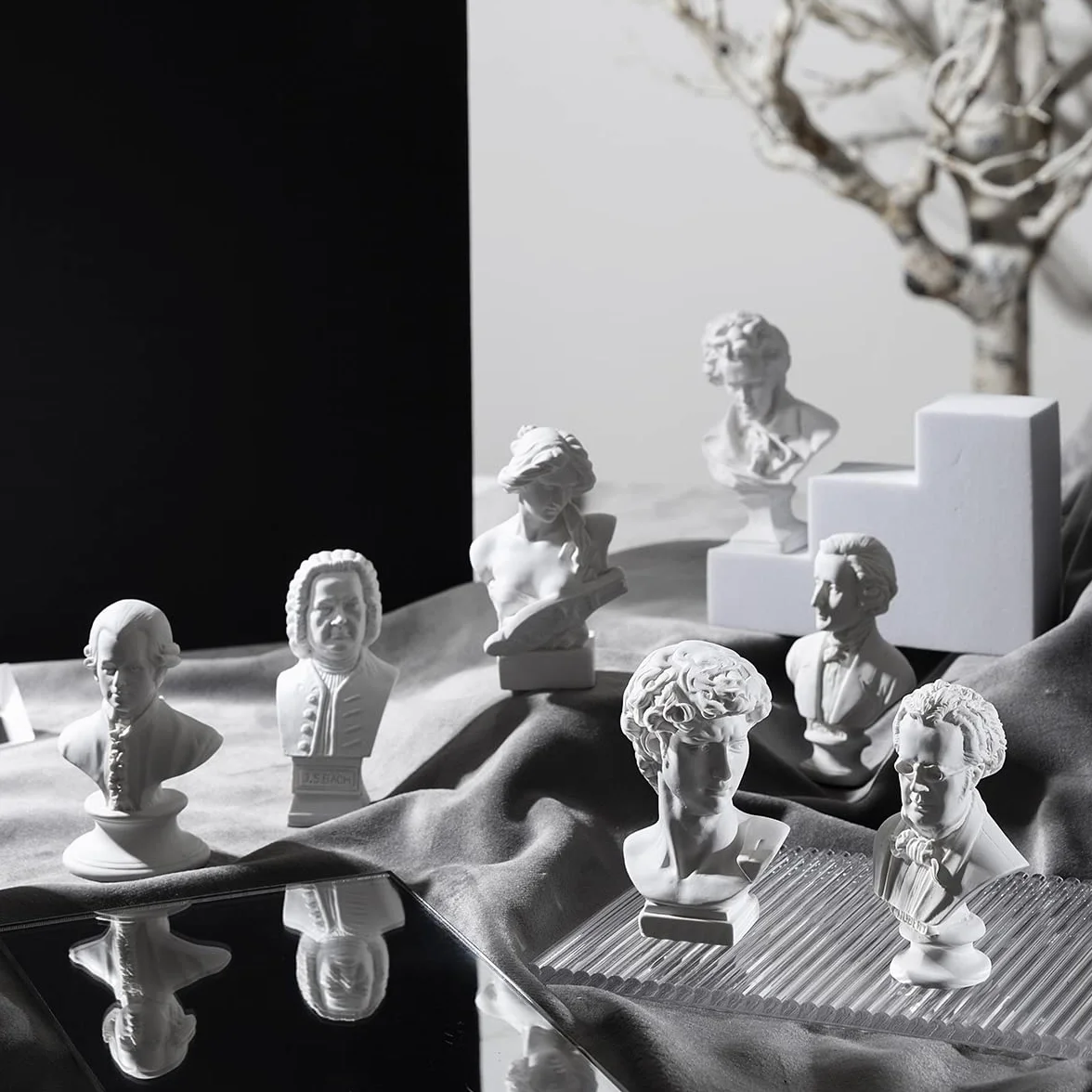 Mini klasyczny kompozytor, 10 mini statuetek, popiersie muzyka, dekoracja salonu, domowa dekoracja, nowoczesne ornamenty do salonu, żywica poliestrowa, prezent