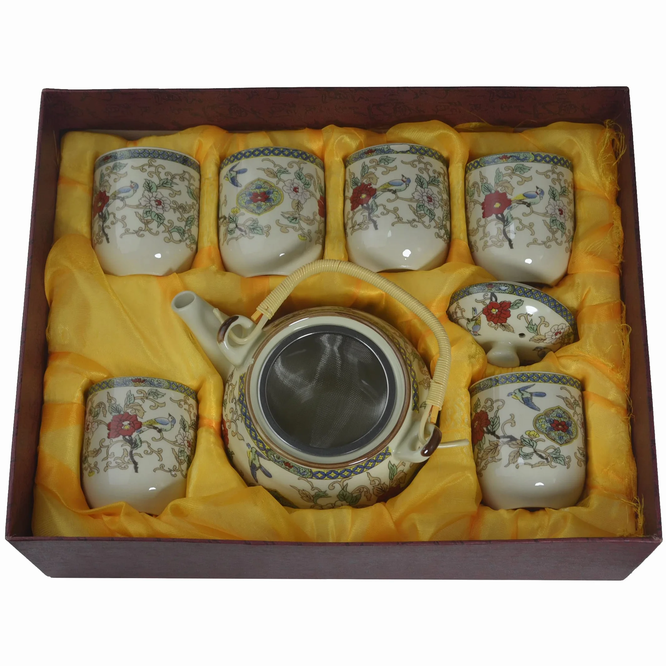 Porcelanowy czajniczek zestaw do herbaty 1 czajniczek 6 filiżanek, dzbanek do herbaty kawy czajnik ceramiczne prezenty dekoracja stołu (zestaw 850 ml garnek + kubki 170 ml) kolor)