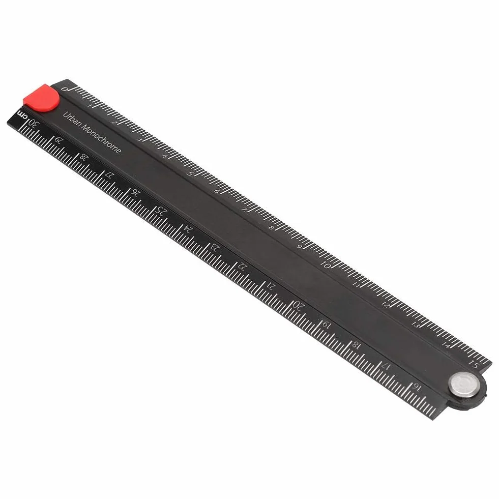 1 linijka ze stopu aluminium, linijka 0-300 mm, składana metalowa linijka do pisania pod kątem 90°, typ L, miarka (kąt 90°)