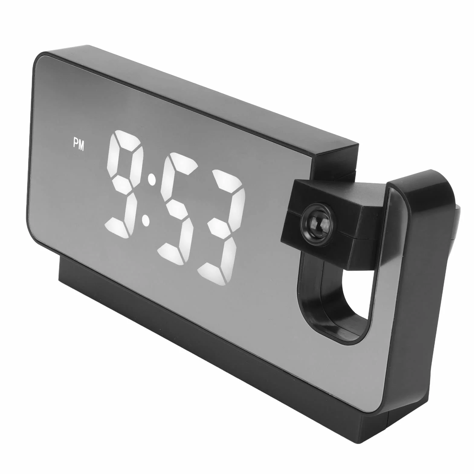 Budzik Projekcyjny, Budzik HD LED z projekcją na ścianie Sufitowej Cyfrowy Budzik z Obracanym o 180° Projektorem, funkcją Drzemki, temperaturą, Nocnym Zegarem dla Osób śpiących (Czarny)
