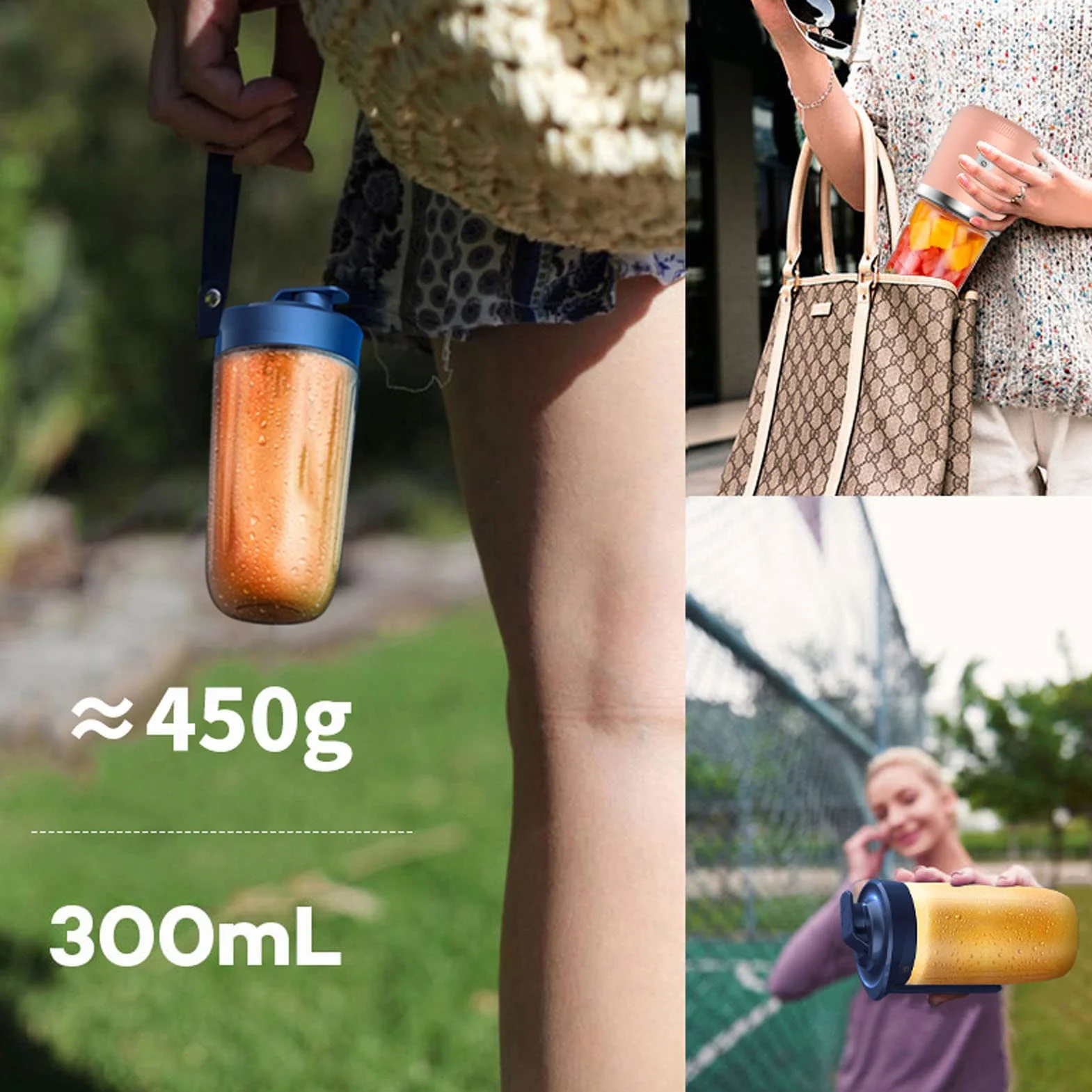 Mini Blender Przenośny 300 ml 22000 Obr./min 1200 mAh USB Akumulator Niebieski