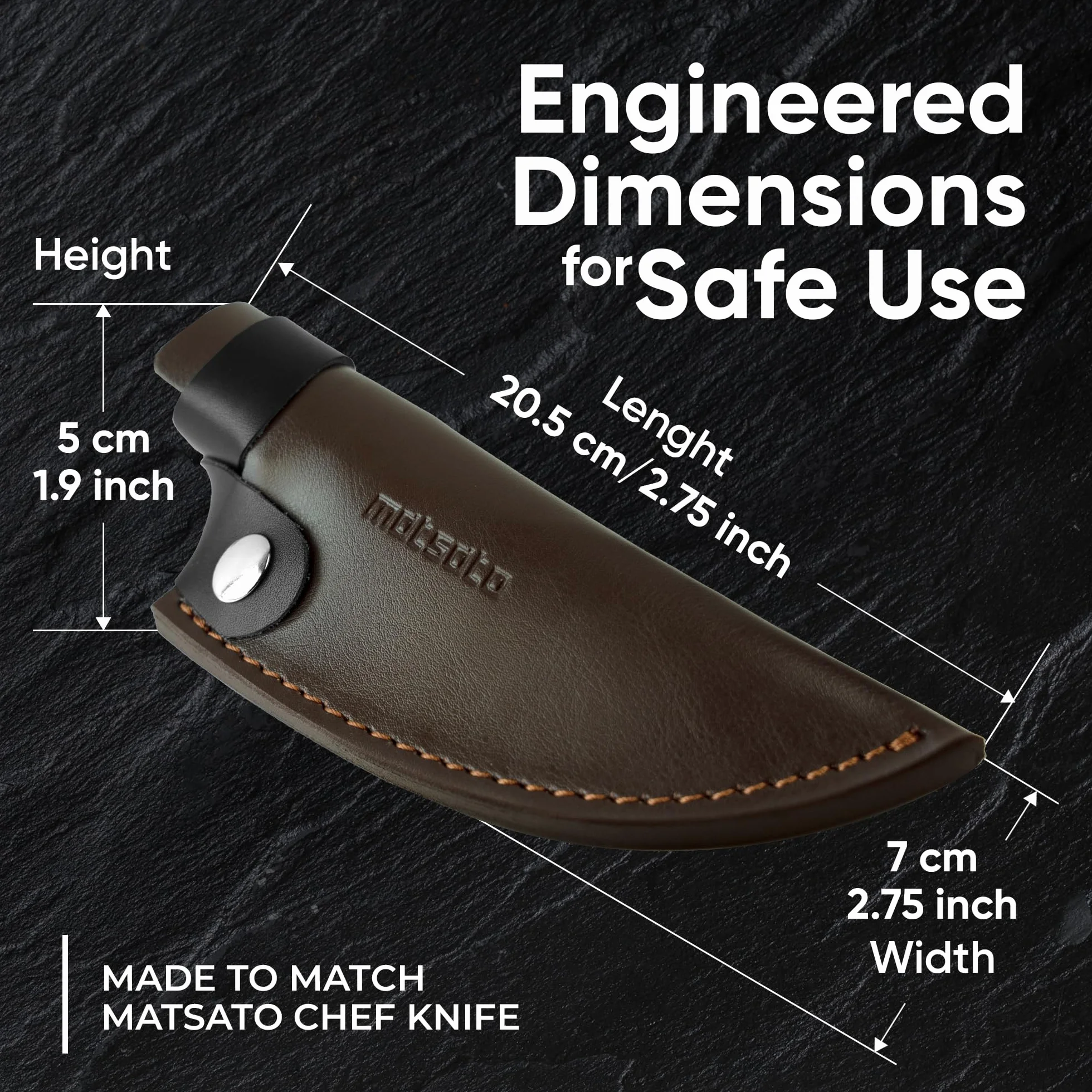 Premium Leather Sheath for Japanese Chef Knife, Kitchen Knife Holder, Brown