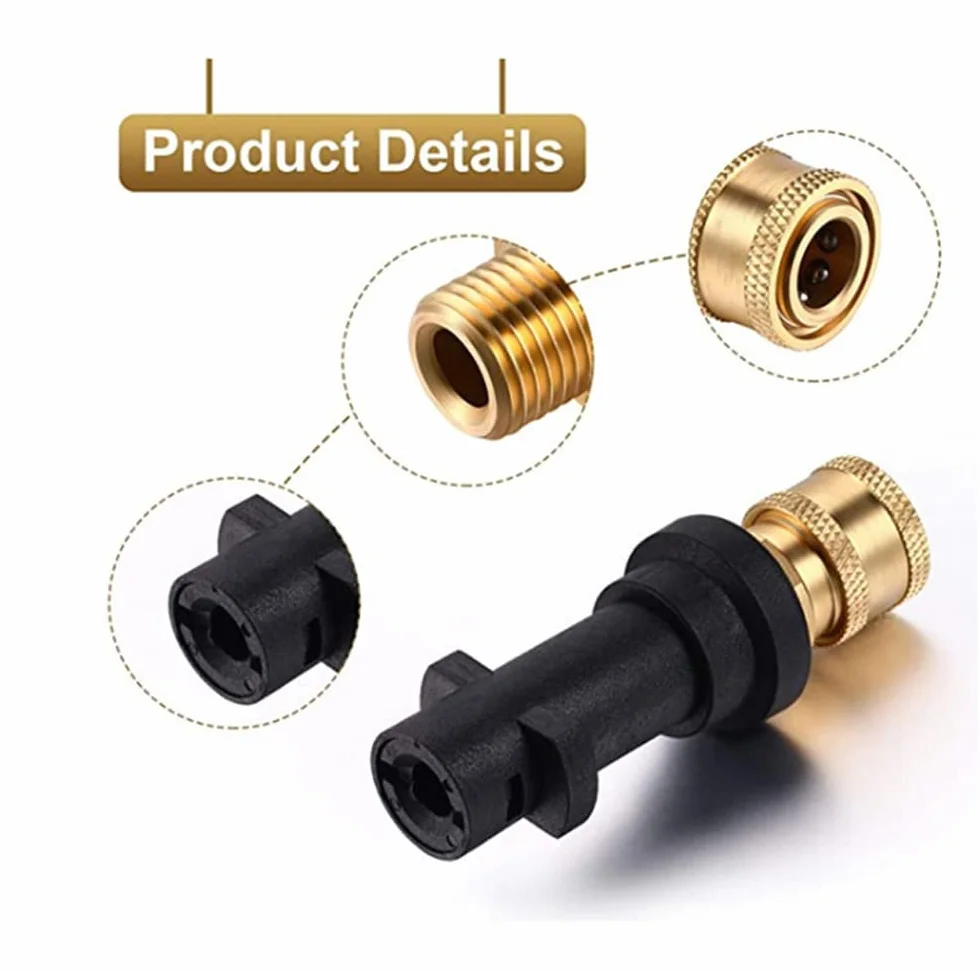 Wysokociśnieniowa Adapter Pistoletu do Myjki Ciśnieniowej 1/4", K2 K3 K4 K5 K6 K7, Szybkozłączka żeńska, z 5 Końcówkami Dysz