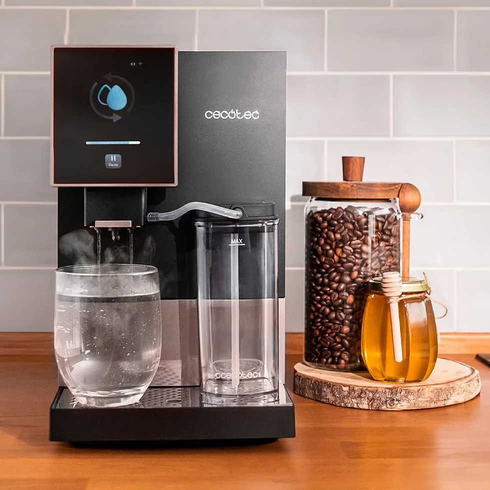 Cecotec Ręczny ekspres do kawy i cappuccino Cremmaet Compactccino Connected Black Rose. 30 odmian, zbiornik na mleko 400 ml, zbiornik na wodę 1,1 l, ekran TFT, 19 barów, termoblok