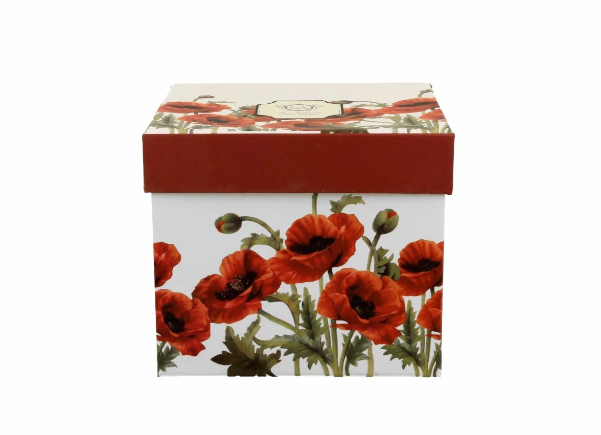 DUO FLORAL kubek beczkowy 430 ml Classic POPPIES z sitkiem do herbaty porcelana New Bone China