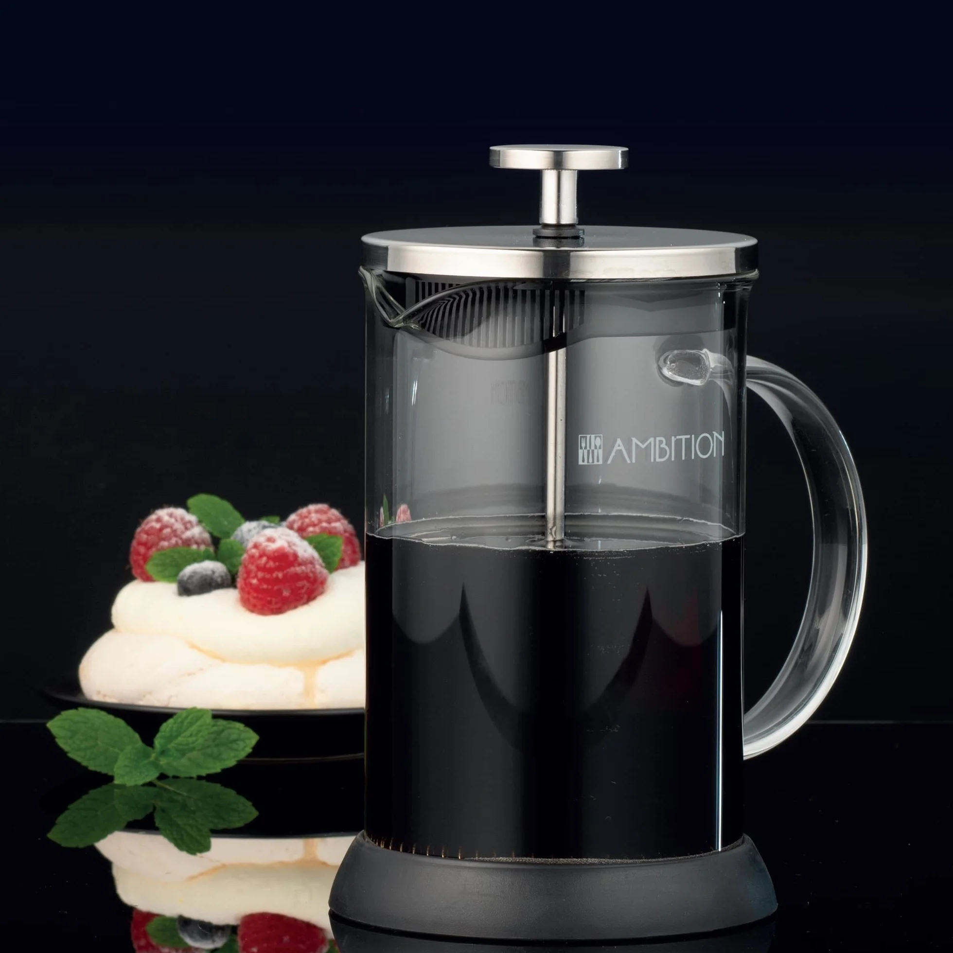 AMBITION French Press zaparzacz do kawy 600 ml szkło borokrzemowe sitko ze stali nierdzewnej