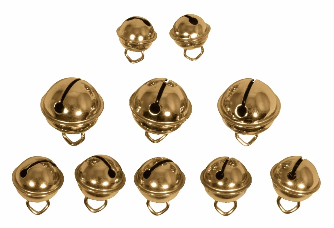 Rayher Dekoracyjna mieszanka metalowych dzwoneczków, kuliste, 2 x 11 mm, 5 x 15 mm, 3 x 19 mm, woreczek SB 10 sztuk, 25225616