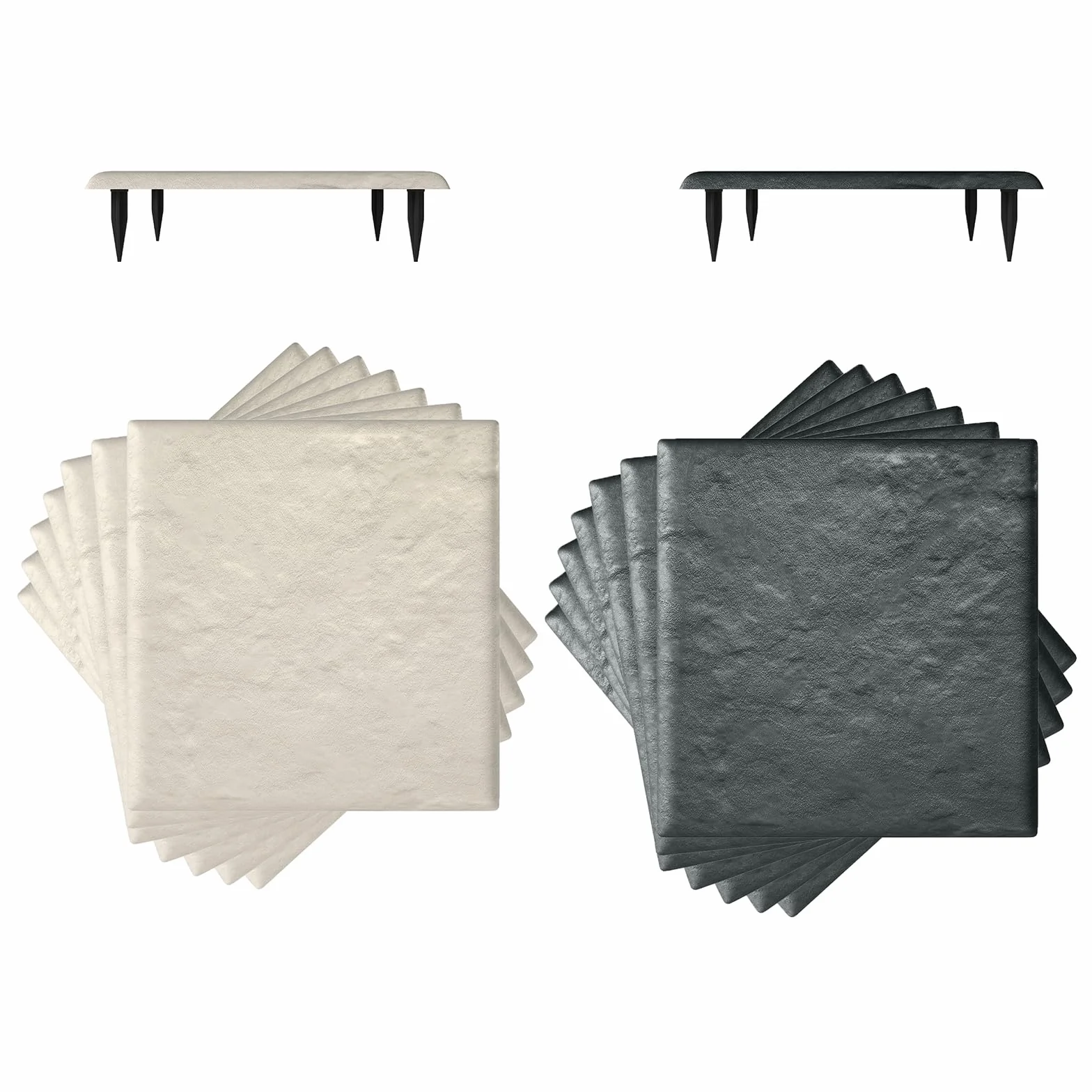 COSTWAY Kamienie do ogrodu, zestaw 8 sztuk, płyty chodnikowe 39,5 x 39,5 cm, płyty kamienne z polipropylenu, płyta ogrodowa z 32 kołkami do wbijania w ziemię, do trawnika, ogrodu, ścieżek (kolor szary