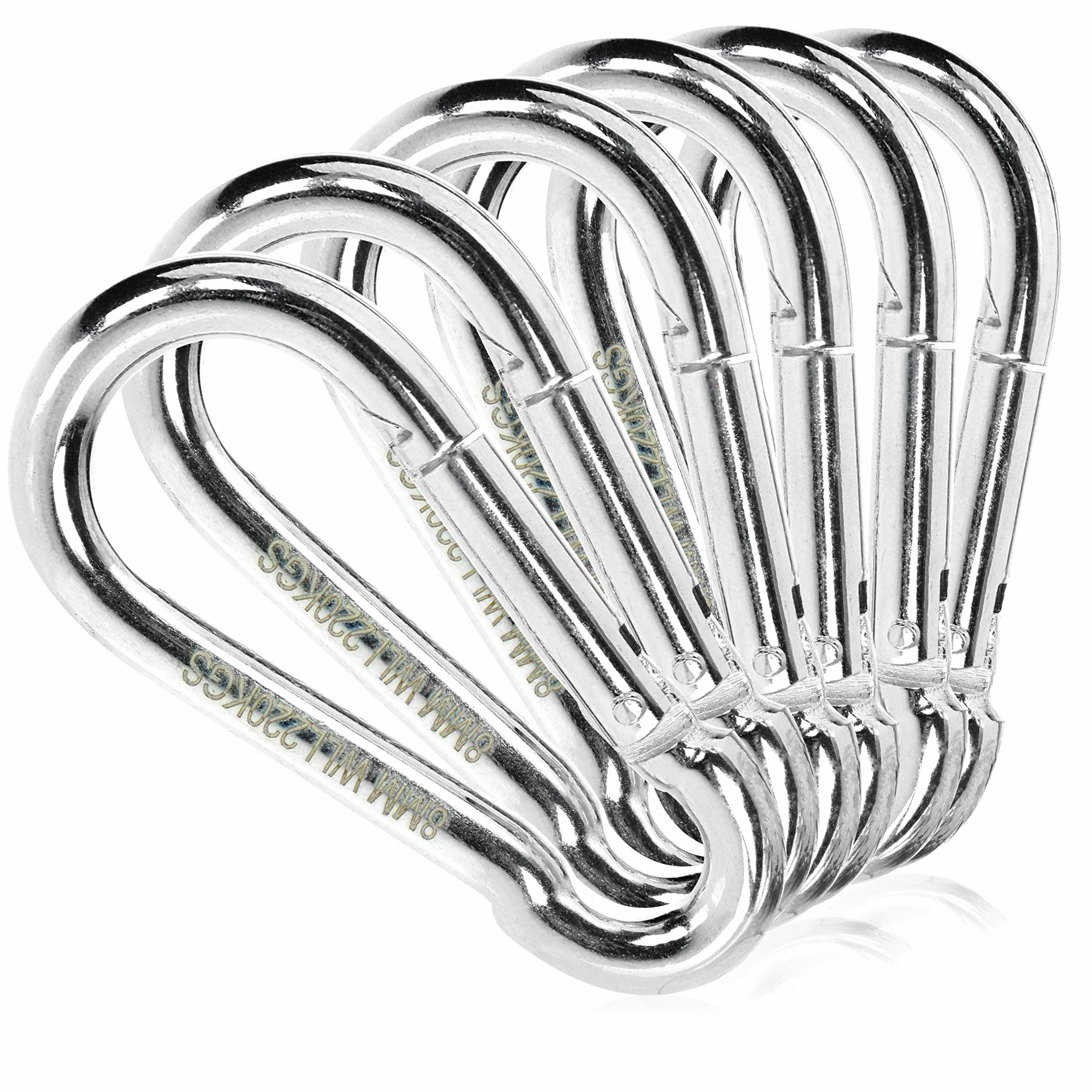 COM-FOUR® 6x Karabinczyk - stalowy karabinczyk o udzwigu 220 kg - do zagli slonecznych, wiszacego grilla, worka bokserskiego i wielu innych