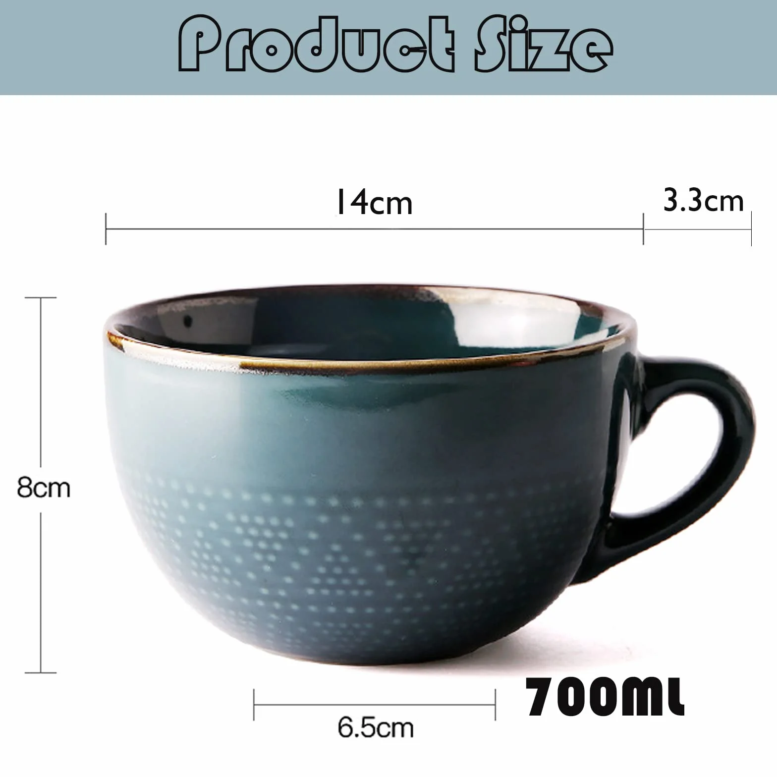 Filiżanka do kawy 700 ml z kamionki XXL kubek ceramiczny
