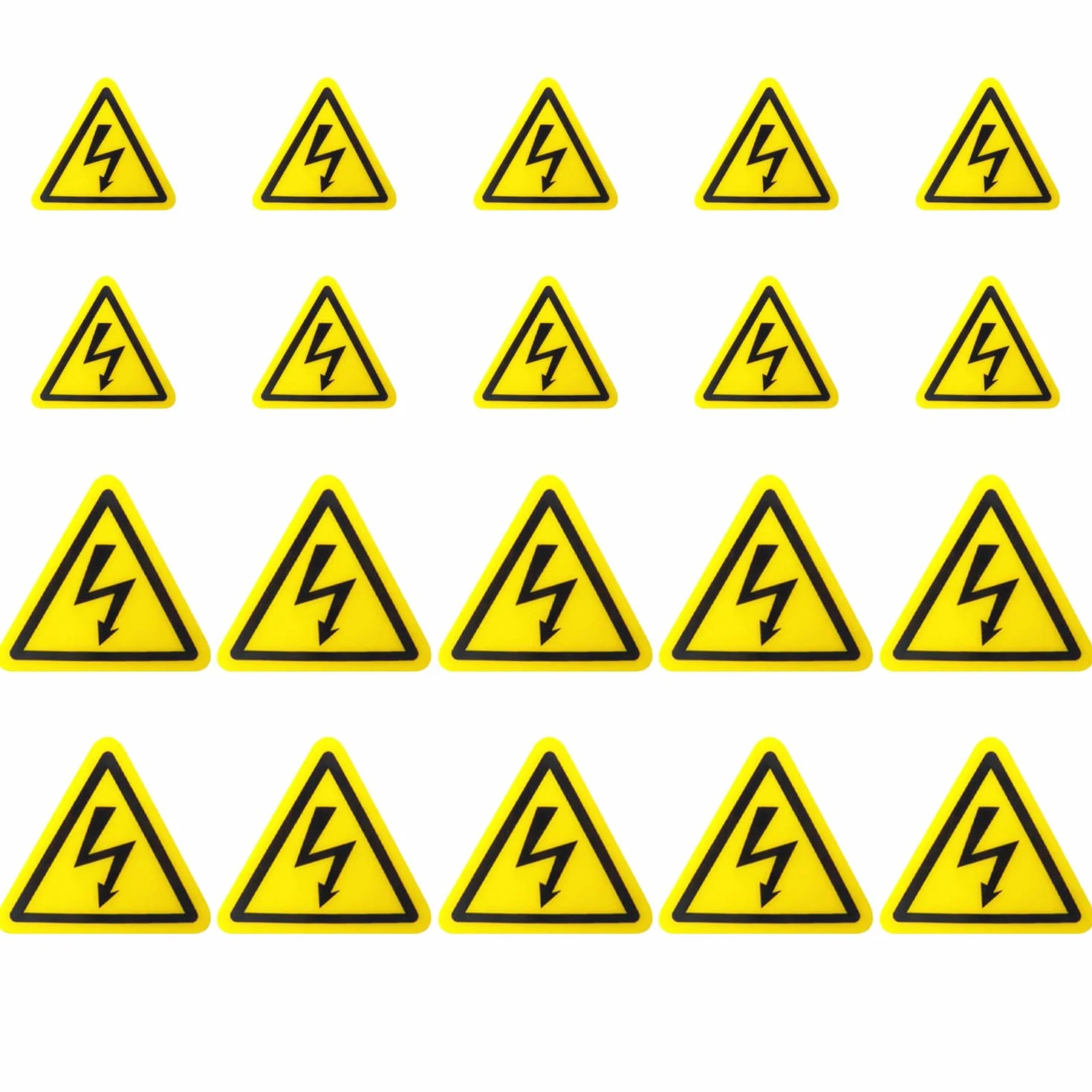 20 x naklejki ostrzegawcze, elektryczne naklejki ostrzegawcze, trójkątne naklejki ostrzegawcze, samoprzylepne naklejki ostrzegawcze, żółte naklejki ostrzegawcze