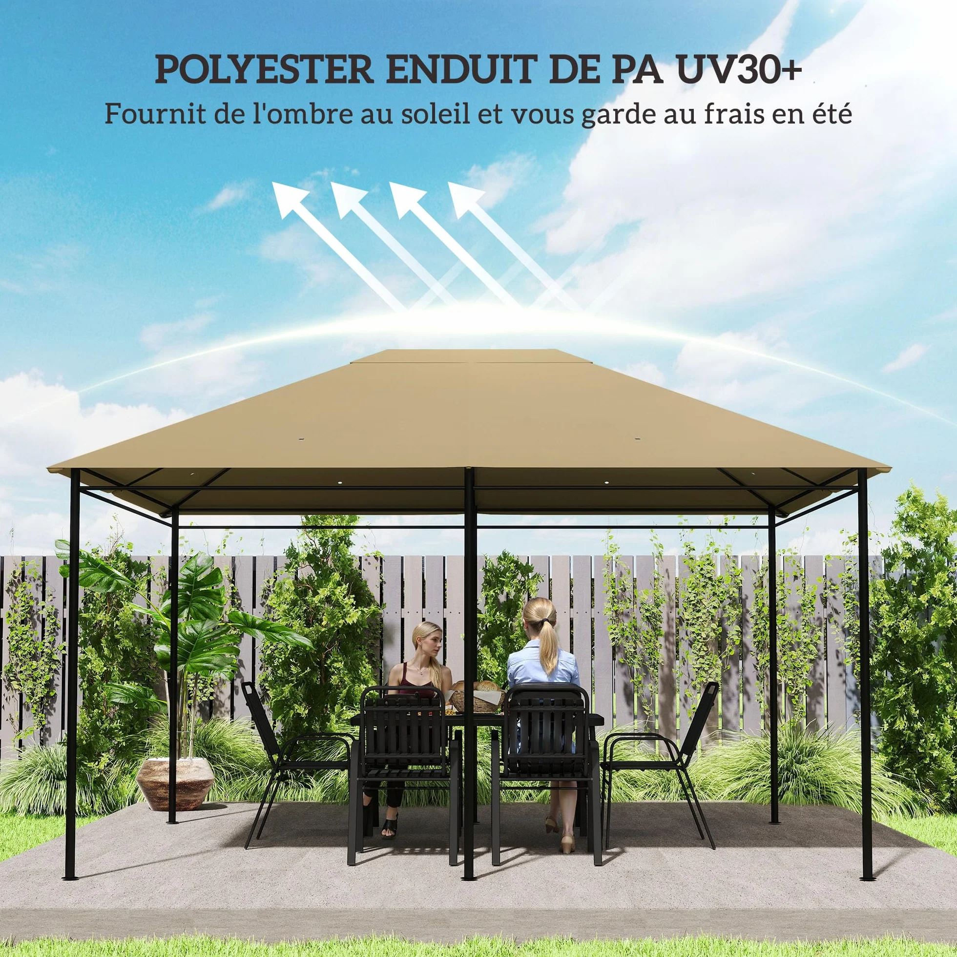 Outsunny Płótno zastępcze do altanki namiot dachowy altanka ogrodowa tkanina poliestrowa o wysokiej gęstości 180 g/m² anty-UV 3 x 4 m