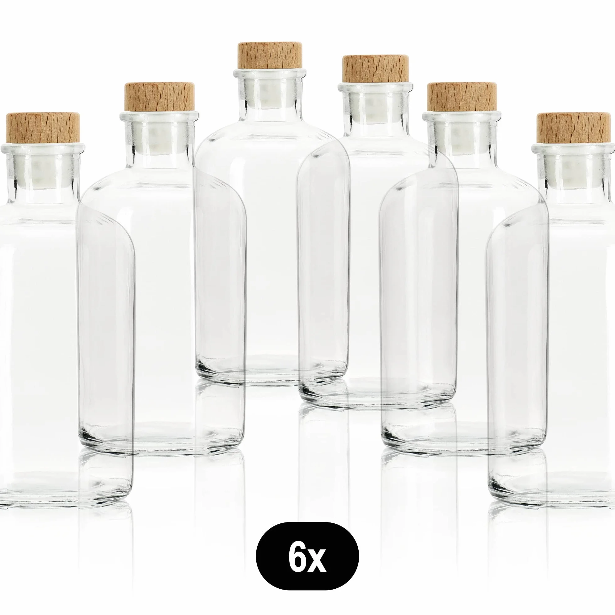 COM-FOUR® 6x butelki szklane 500 ml z korkami - puste butelki z korkami - pojemniki szklane do napelniania plynami takimi jak olej, ocet i alkohole (okragly - 500ml)