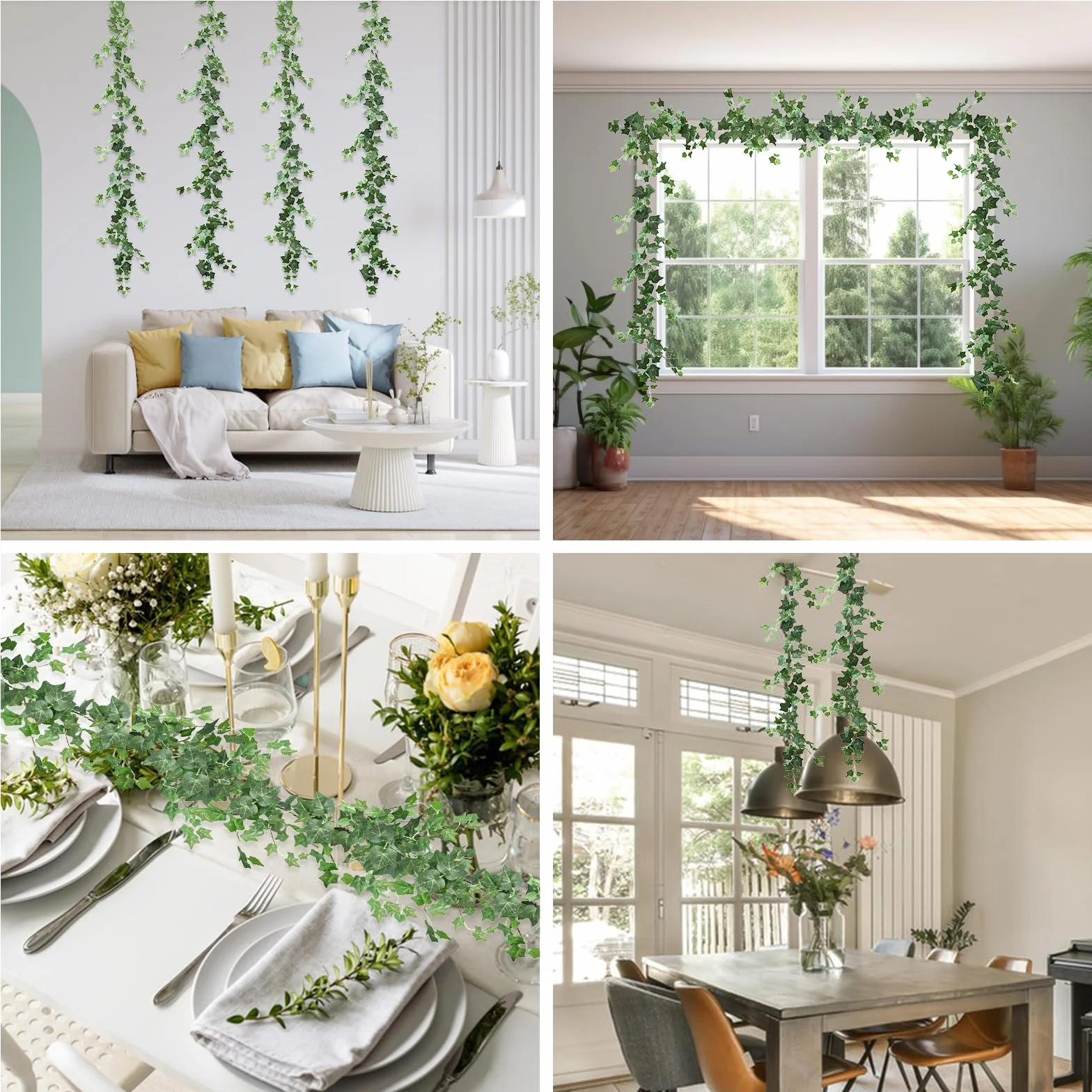 200 cm sztuczny bluszcz girlanda zielona, 2 sztuki, sztuczny bluszcz, roślina wisząca, do salonu, pokoju, na balkon, wesele, ścianę, taras, dekoracja mieszkania