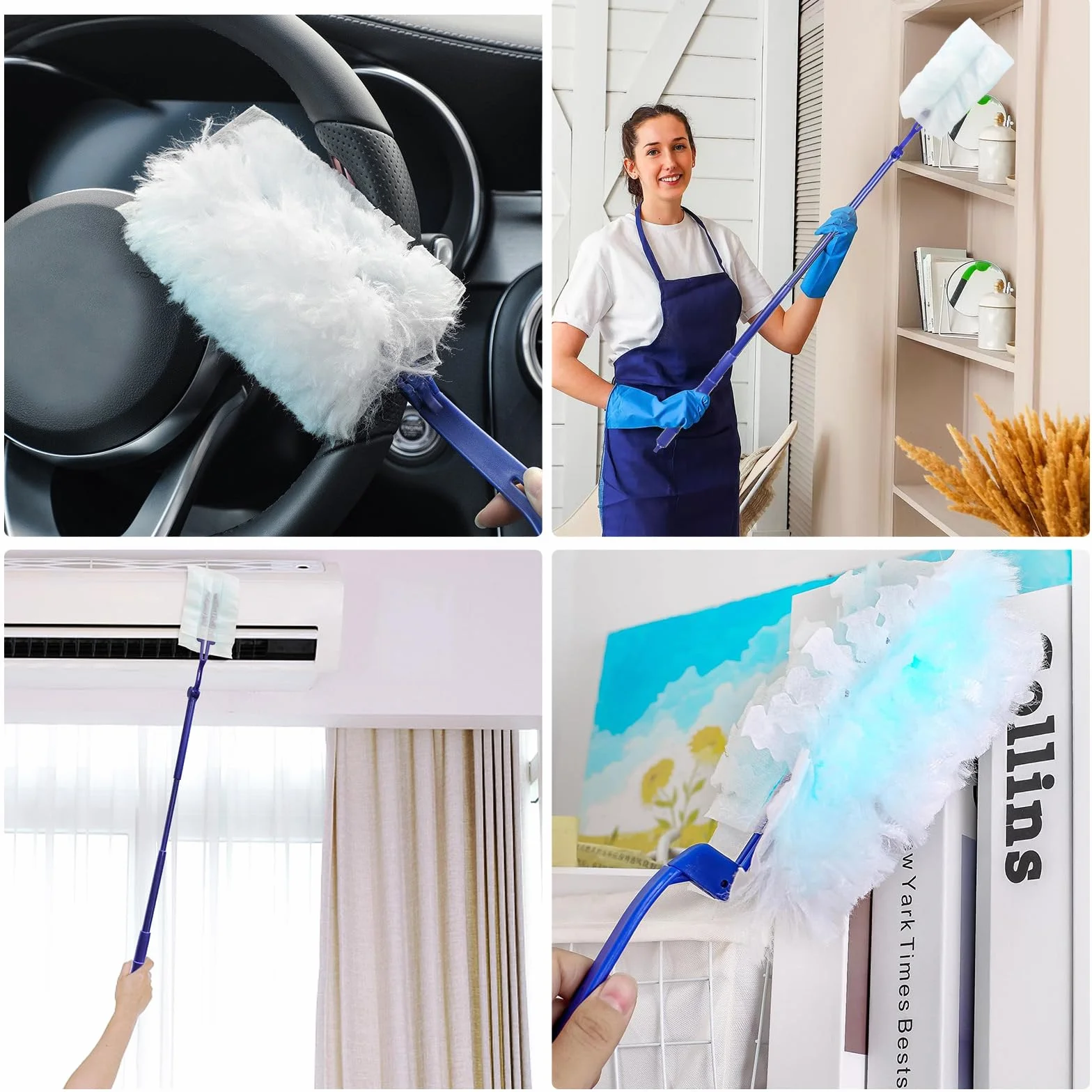 30 sztuk wkładu do miotełki z magnesami do kurzu TAIXING, uzupełnienie antystatyczne dla miotełki Swiffer, jednorazowa miotełka z uchwytem i teleskopowym trzpieniem do sierści zwierząt, kurzu, brudu