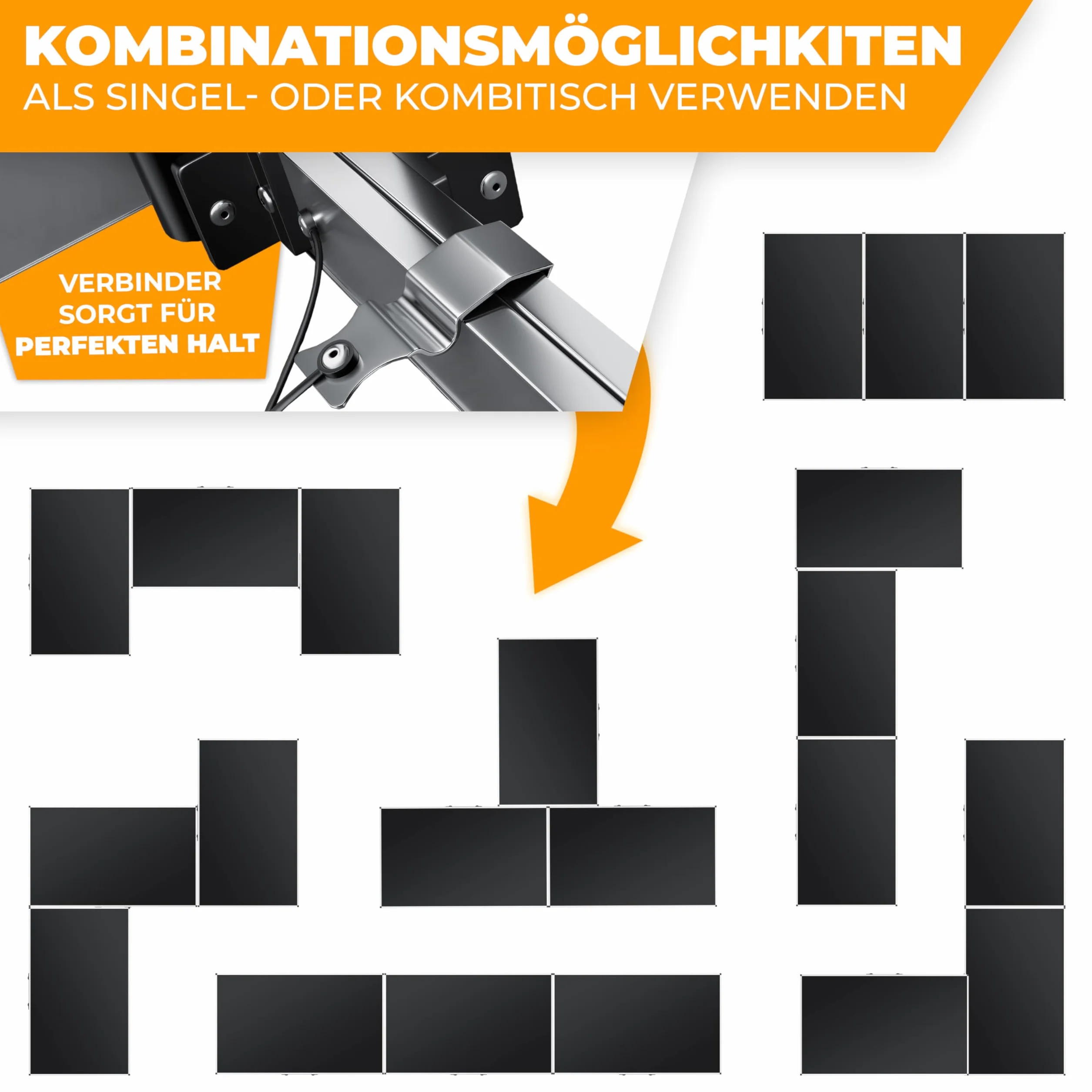 KESSER® Wielofunkcyjny stół profesjonalny, 3-częściowy, 100 x 60 cm, stół do tapetowania, nośność 30 kg, z funkcją wysuwania, składany stół na pchli targ, stolik pomocniczy, stół wielofunkcyjny, stół kempingowy, z regulacją wysokości