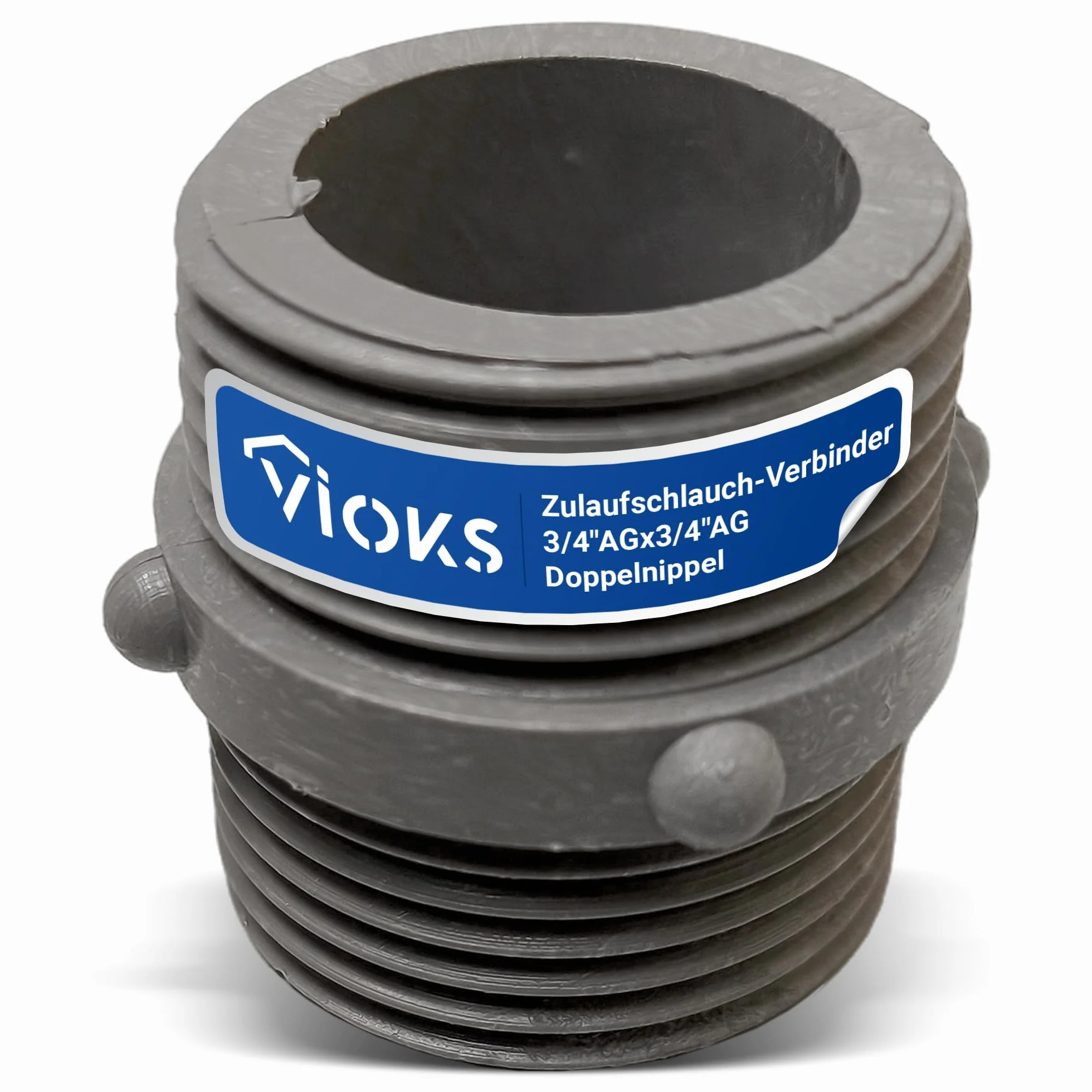 VIOKS Złącze węża dopływowego 3/4" x 3/4" gwint zewnętrzny podwójny do pralki zmywarki 2 x 3/4" tworzywo sztuczne