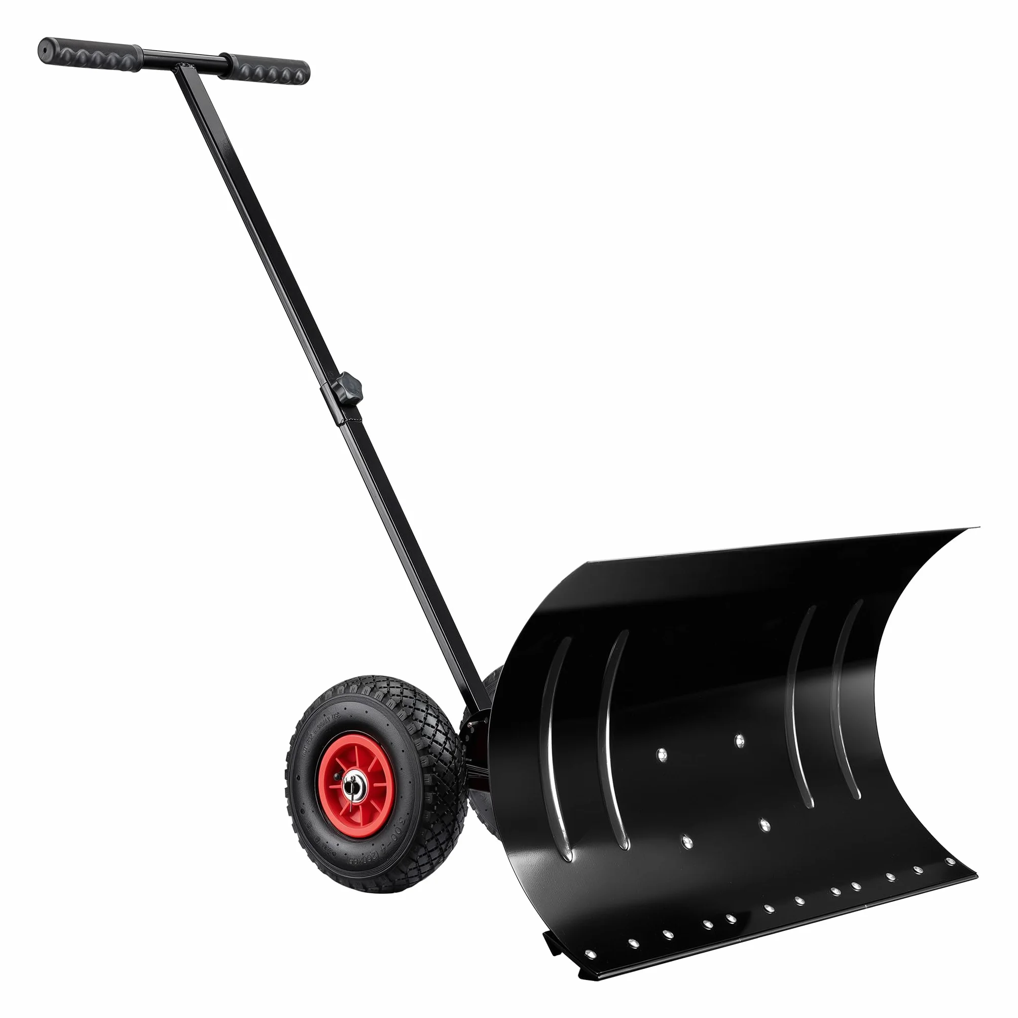 Wiltec Łopata do śniegu o wymiarach 74 x 43 cm ze stali, łopatka na kołach pneumatycznych 10″ z ruchomym kijem, szufla do odśnieżania