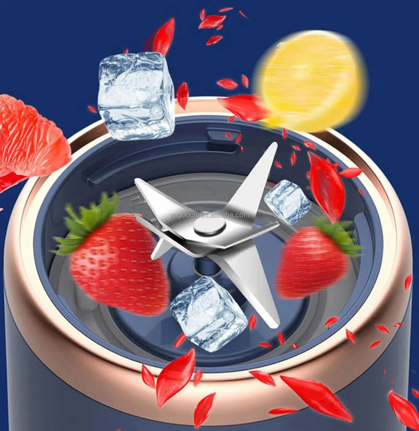 Stock Lider - przenośny mikser do smoothie lub smoothie, osobisty mikser, przenośny blender, bezprzewodowy blender do owoców, do ładowania USB, na kemping, do fitnessu. (niebieski)