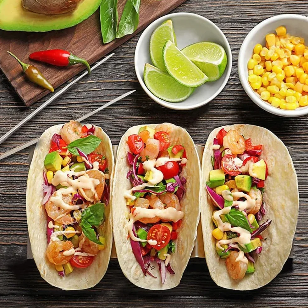 Stojak na tacę ze stali nierdzewnej Taco Rack 2 sztuki falisty kształt do zmywarki i piekarnika