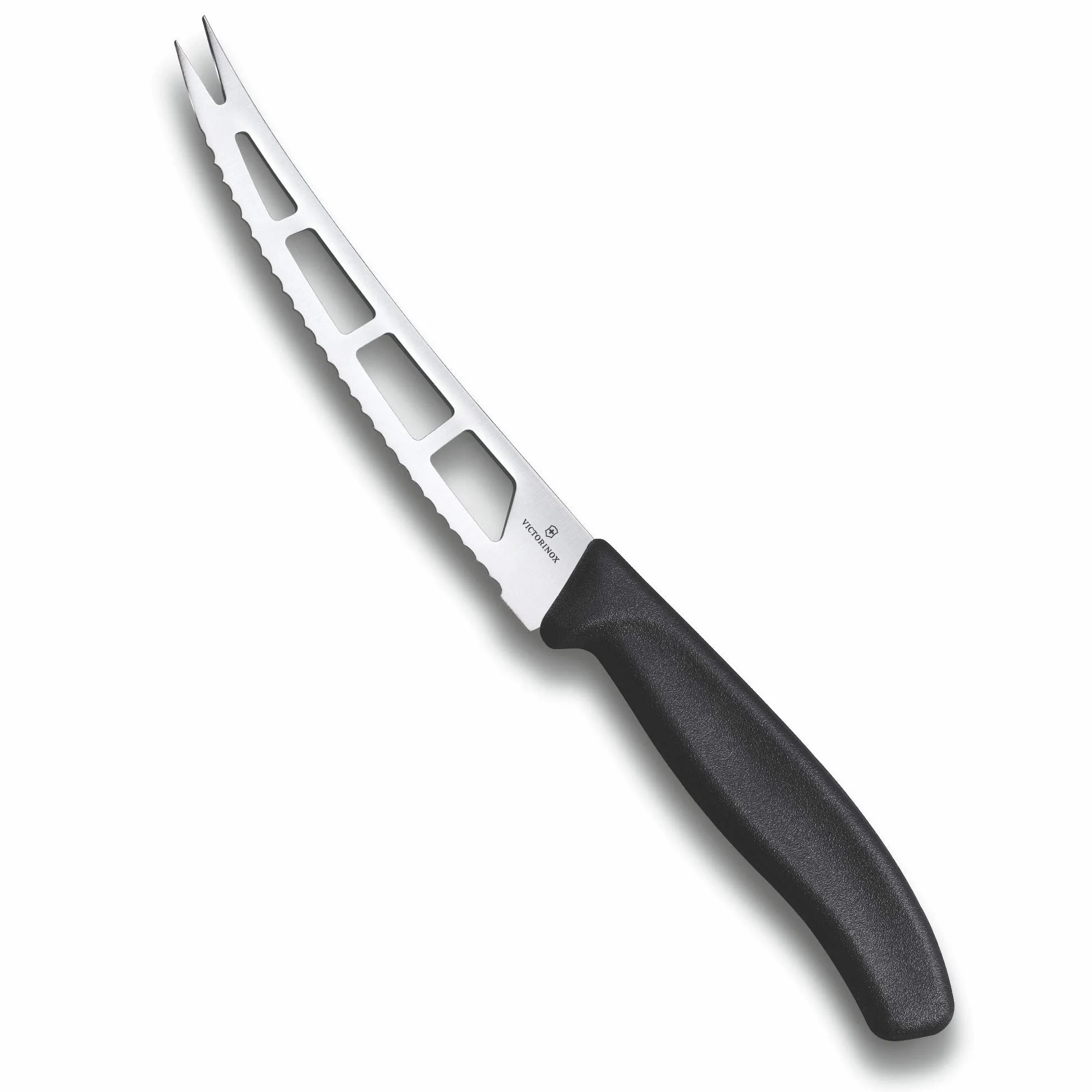 Victorinox, 6.7863.13B, Swiss Classic, Butter- und Weichkäsemesser, Extra scharfe Klinge, mit Wellenschliff, robuster Kunststoff-Griff, Schwarz, Made in Switzerland, Spülmaschinengeeignet