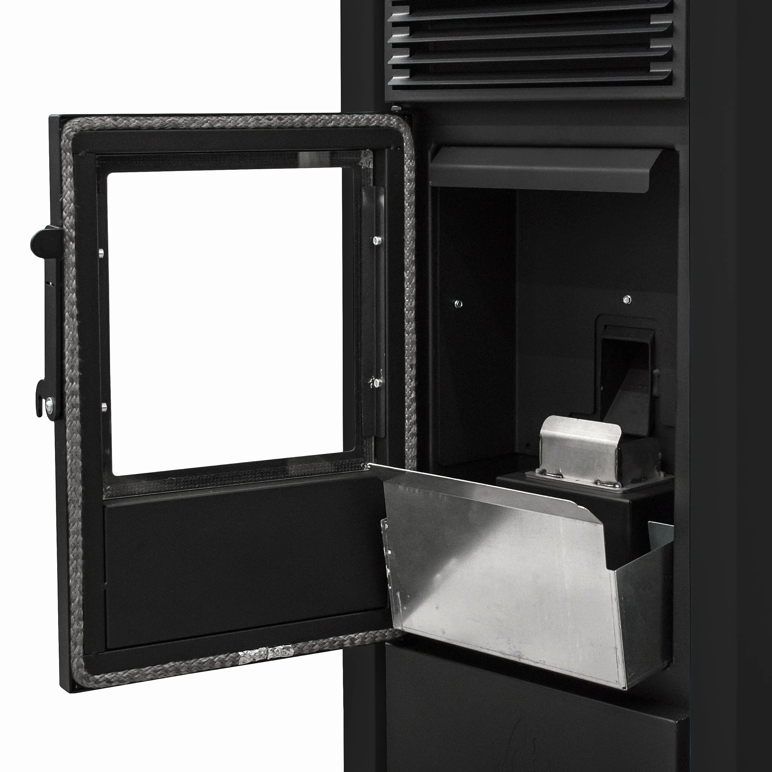 STUFE A PELLET ITALIA - California 8Kw - Piec wentylacyjny, Wydajność 91%, Ogrzewanie 70m², Autonomia 20H, 5 prędkości i mocy, Programowalny, 24 Miesięcy Gwarancja, CZARNY