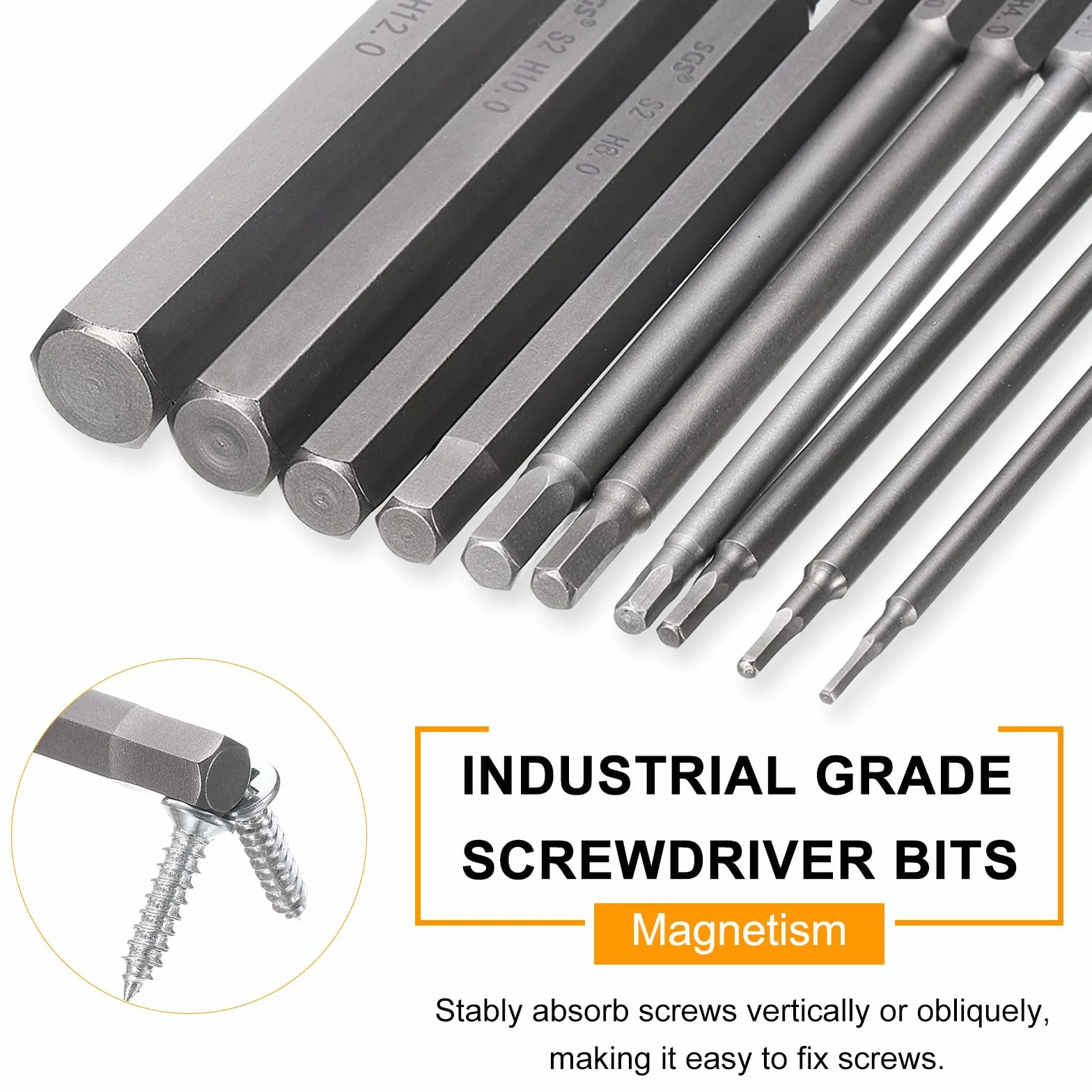 QUARKZMAN H4.0 sześciokątny klucz bitowy 4 mm metryczna płaska końcówka 1/4" trzpień sześciokątny 100 mm (4") długi magnetyczny klucz imbusowy