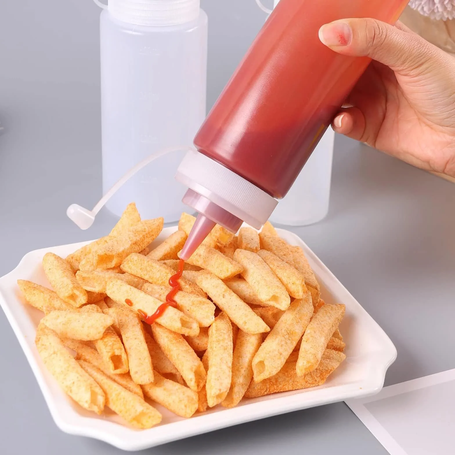 Butelka do wyciskania 250 ml 6 sztuk plastikowa bez BPA do sosu