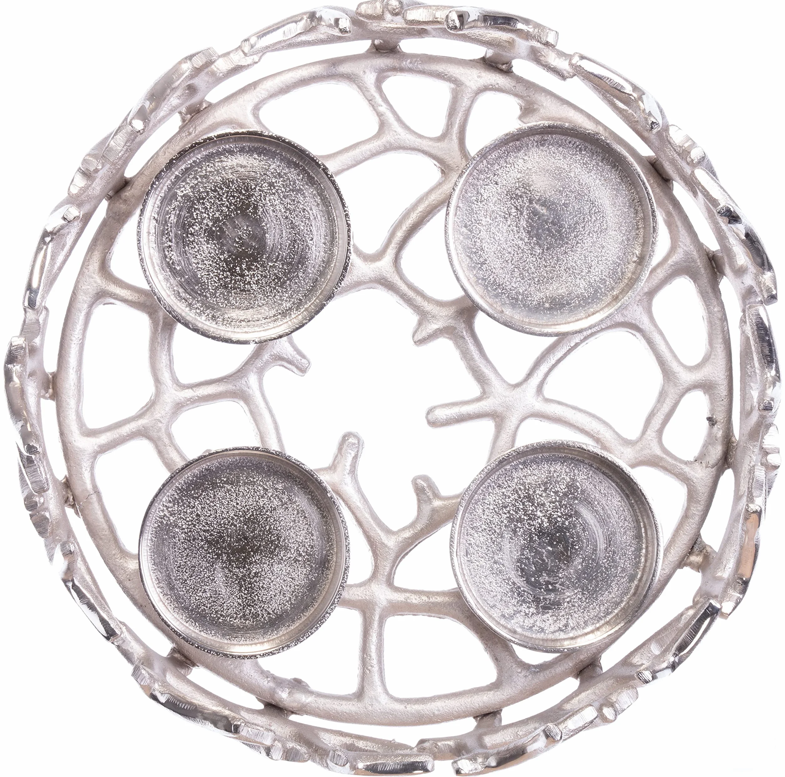 Brandsseller Srebrny wieniec adwentowy Ø 28 cm – stylowy świecznik na 4 świece – nowoczesny wieniec bożonarodzeniowy z aluminium ze stylizowanymi gałęziami, elegancka dekoracja stołu