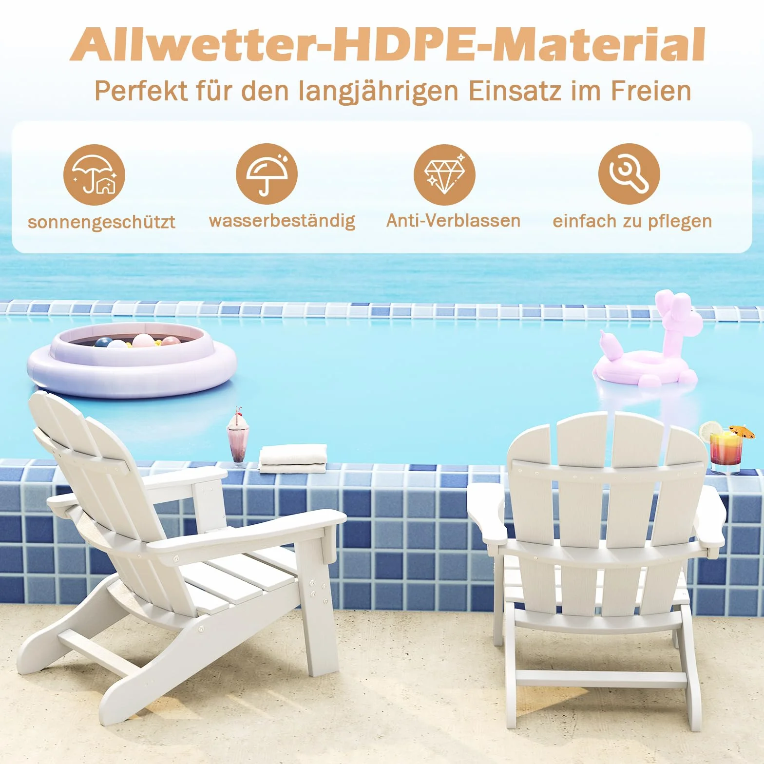 GOPLUS krzesło Adirondack dla dzieci, krzesło Adirondack odporne na warunki atmosferyczne z HDPE z ergonomiczną oparciem i szerokimi podłokietnikami, wytrzymałe do 75 kg, krzesło dziecięce na zewnątrz
