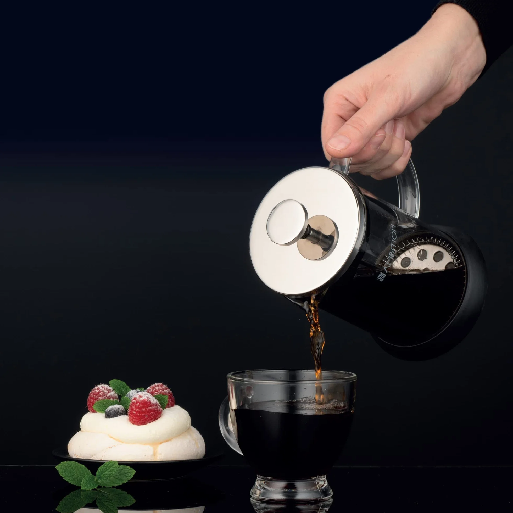 AMBITION French Press zaparzacz do kawy 600 ml szkło borokrzemowe sitko ze stali nierdzewnej