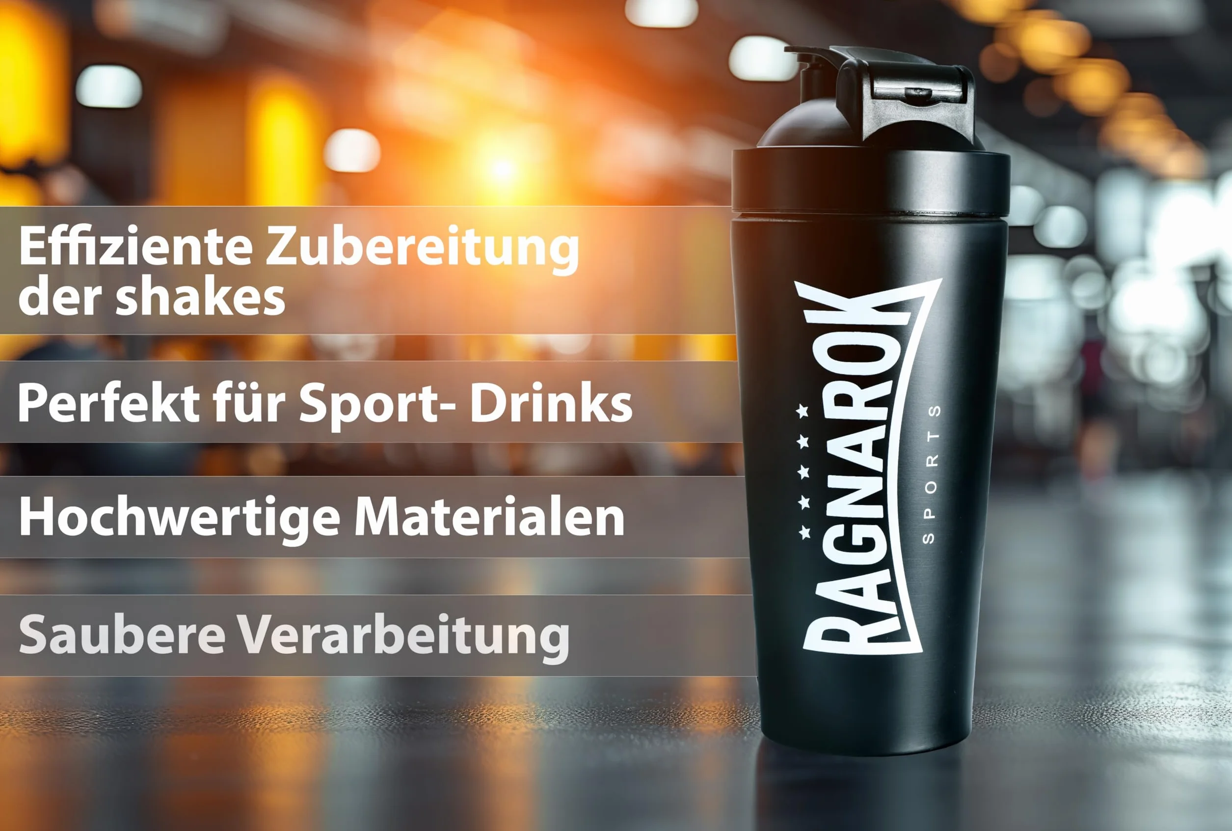 RAGNAROK Stal szlachetna shaker Protein 750 ml metalowy shaker butelka na napoje z kulką Sport Fitness