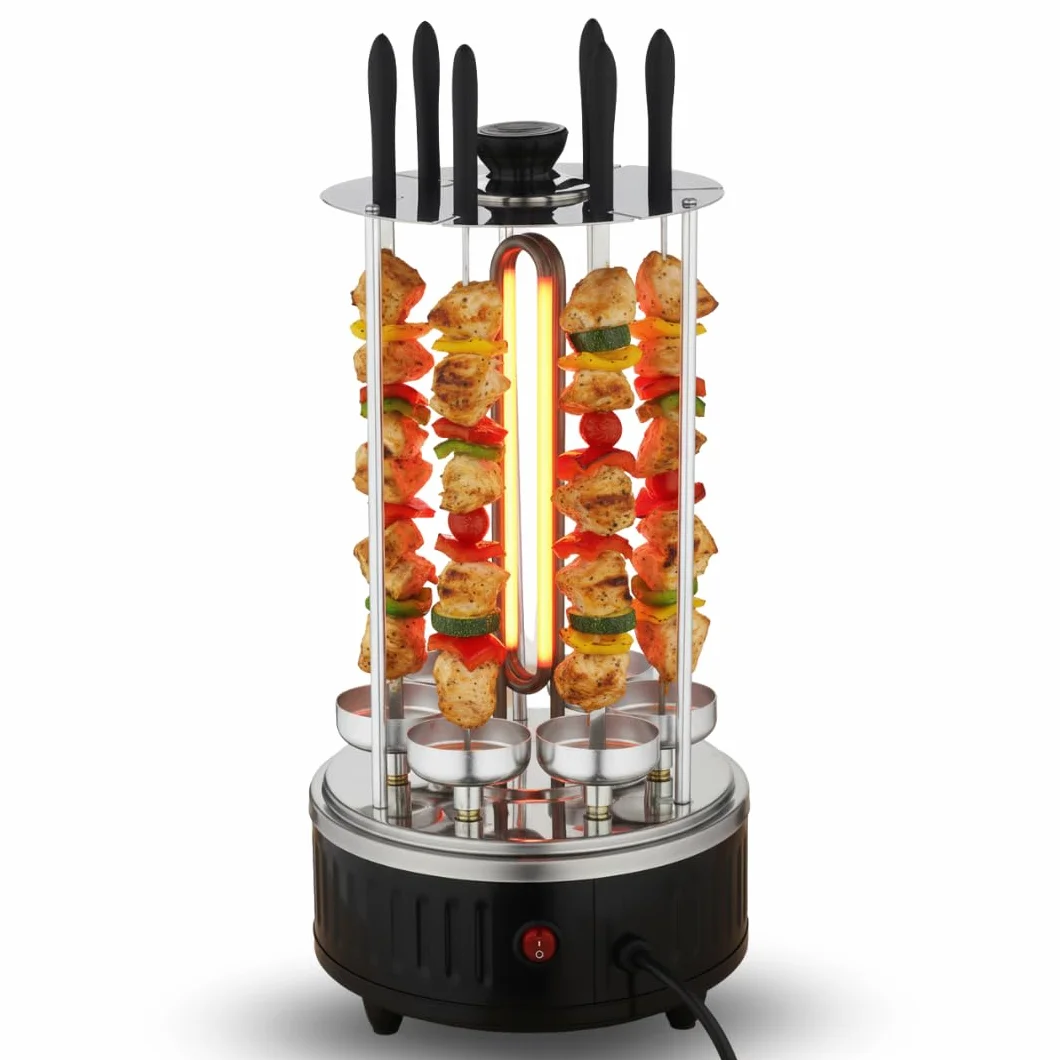 Chef O Matic Pionowy grill elektryczny 1000 W 6 szpikulców automatyczny obrót 360°