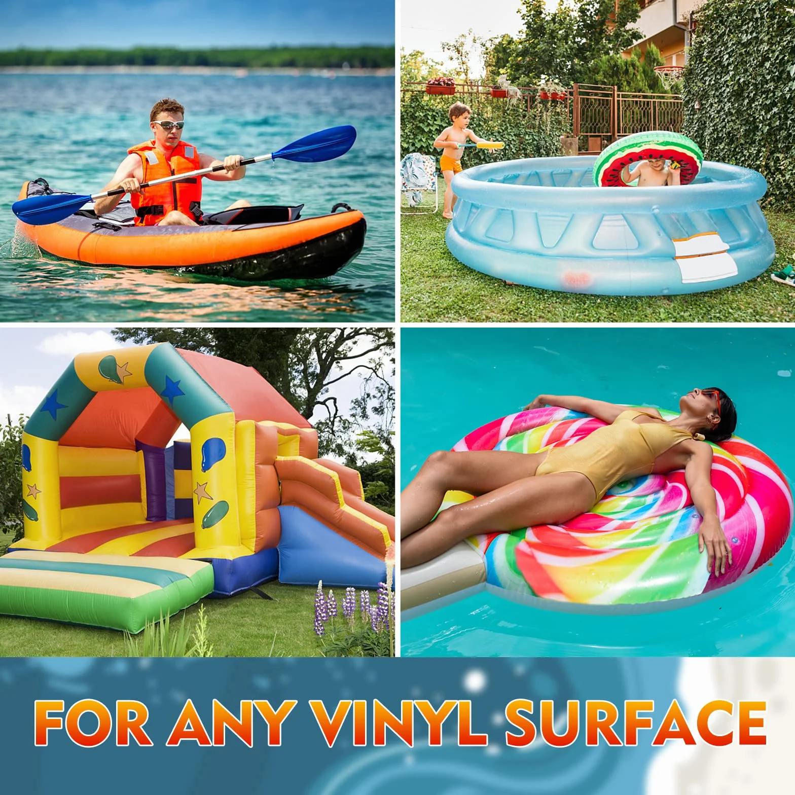 Paddling Pool Repair Kit，Ulow - Set di riparazione per gommoni Sup per piscina Zestaw naprawczy do basenu, odporny na s髄, gor?c? wod? i dzia?anie promieni UV