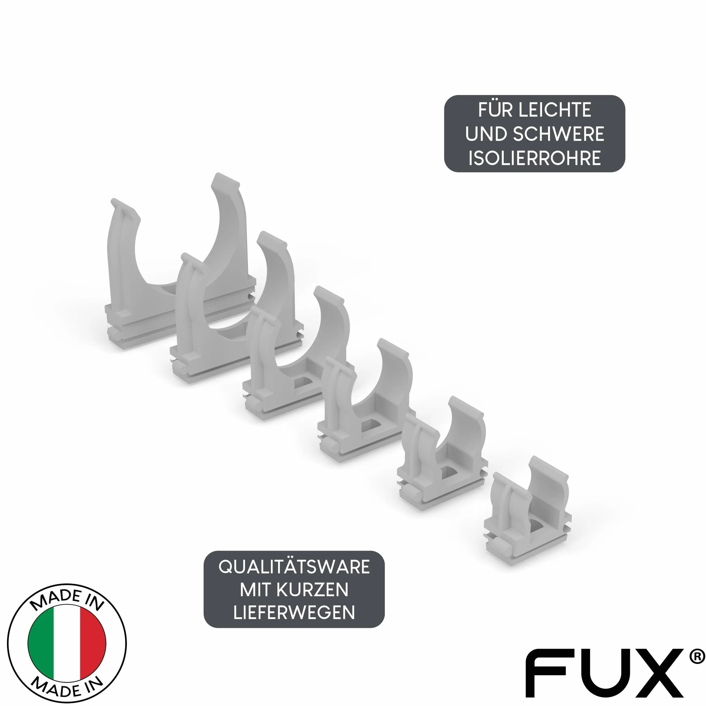 FUX 10 Sztuk Obejm Zaciskowych M16-M50, 16-50 mm, Uchwyt Do Rury, Klips, Tworzywo Sztuczne Do Izotycznej, Prętowej, Kabla Pustego Szeregowego i Przykręcania (M50, 50 mm)