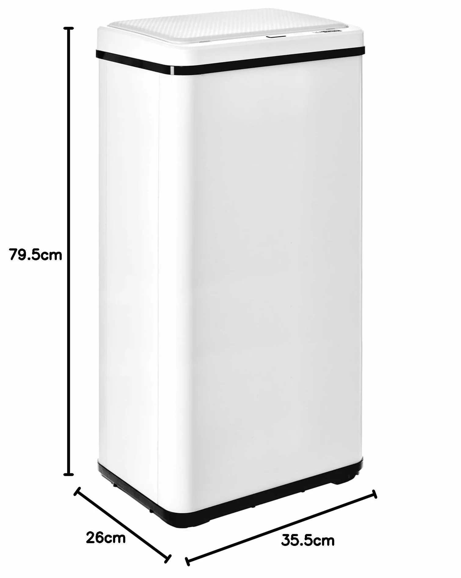 WELL HOME inteligentny kosz na śmieci bez nóżek z automatycznym otwieraniem lub kontaktem ręcznym, 60 l, wysokość: 79,5 (x 35,5 x 26), biały