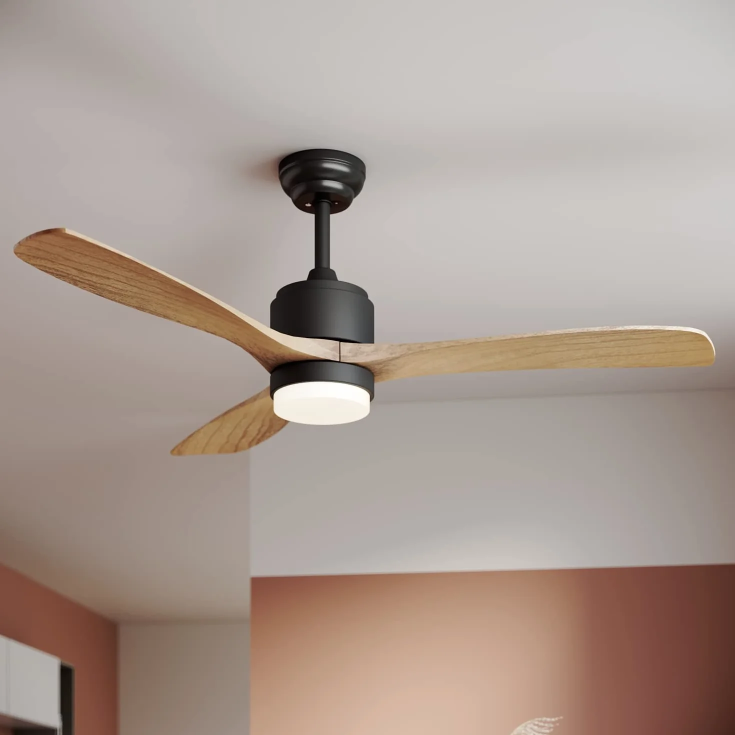 SONNI Wentylator sufitowy z oświetleniem i pilotem 132 cm czarny