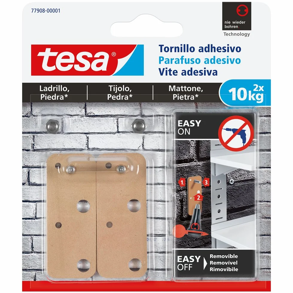Tesa 77908-00001-00 samoprzylepna śruba prostokątna do cegieł i kamienia (10 kg)