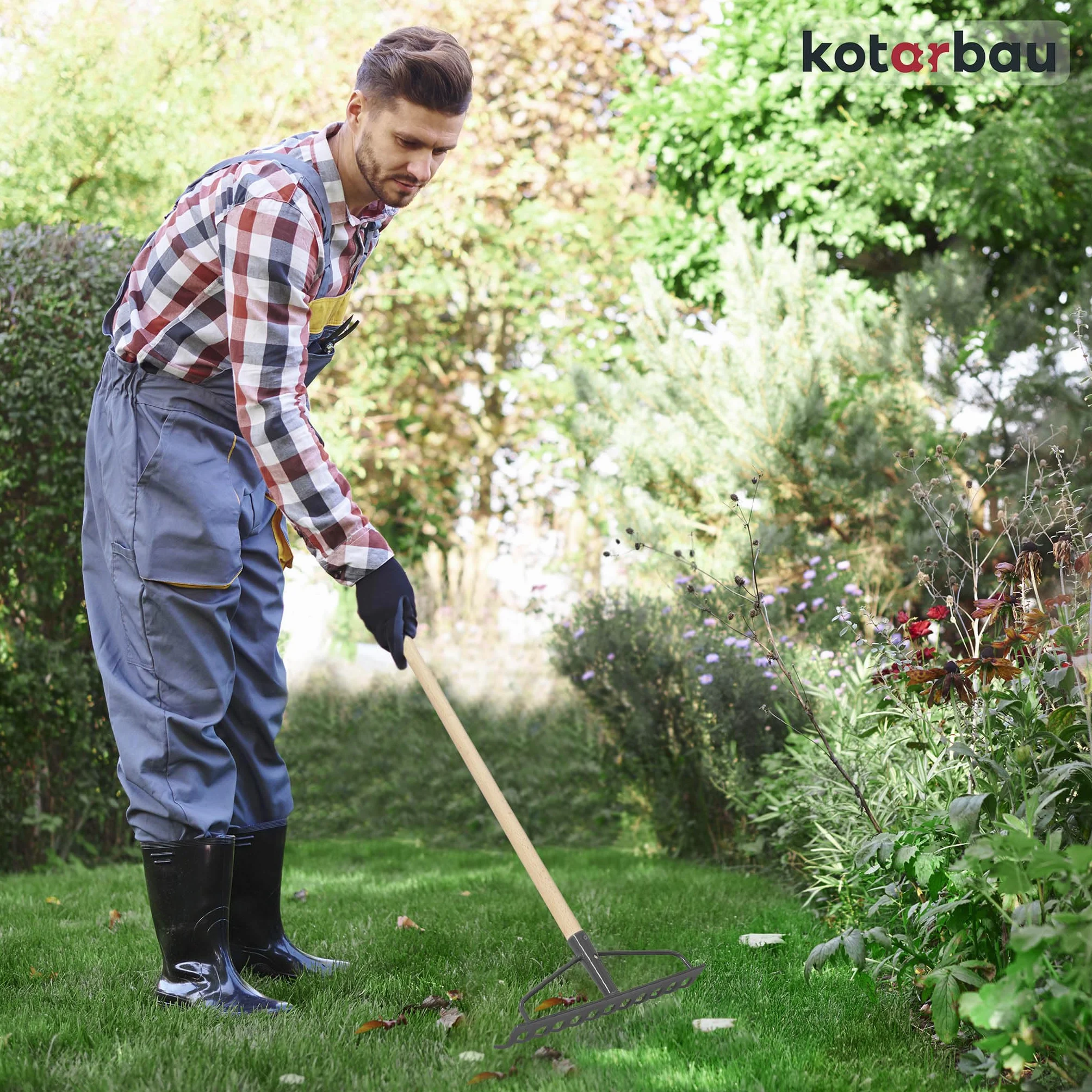 KOTARBAU® Grabie Metalowe - 26 cm - Grabie do Liści Trawy - 10 Zębów - Ogrodowe - Szare