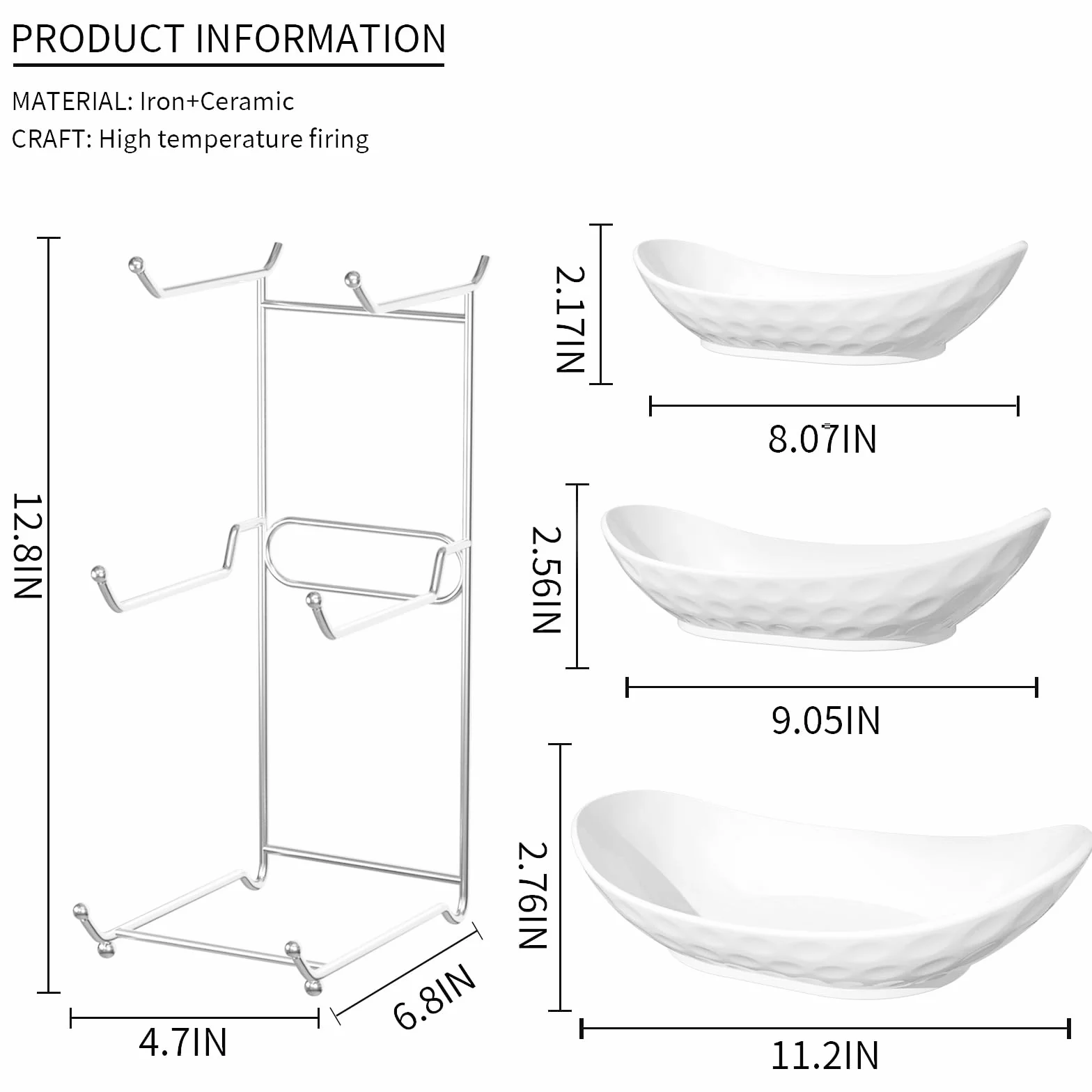 Ceramiczny 3-poziomowy stojak do serwowania owoców, metalowy kosz na owoce, porcelanowa miska kuchenna