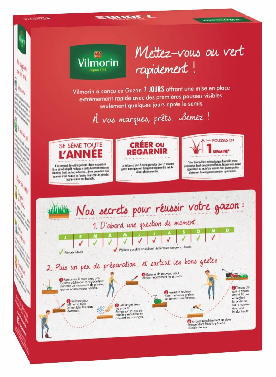 Vilmorin 4460714 Trawa 7 dni, zielona, 1 kg