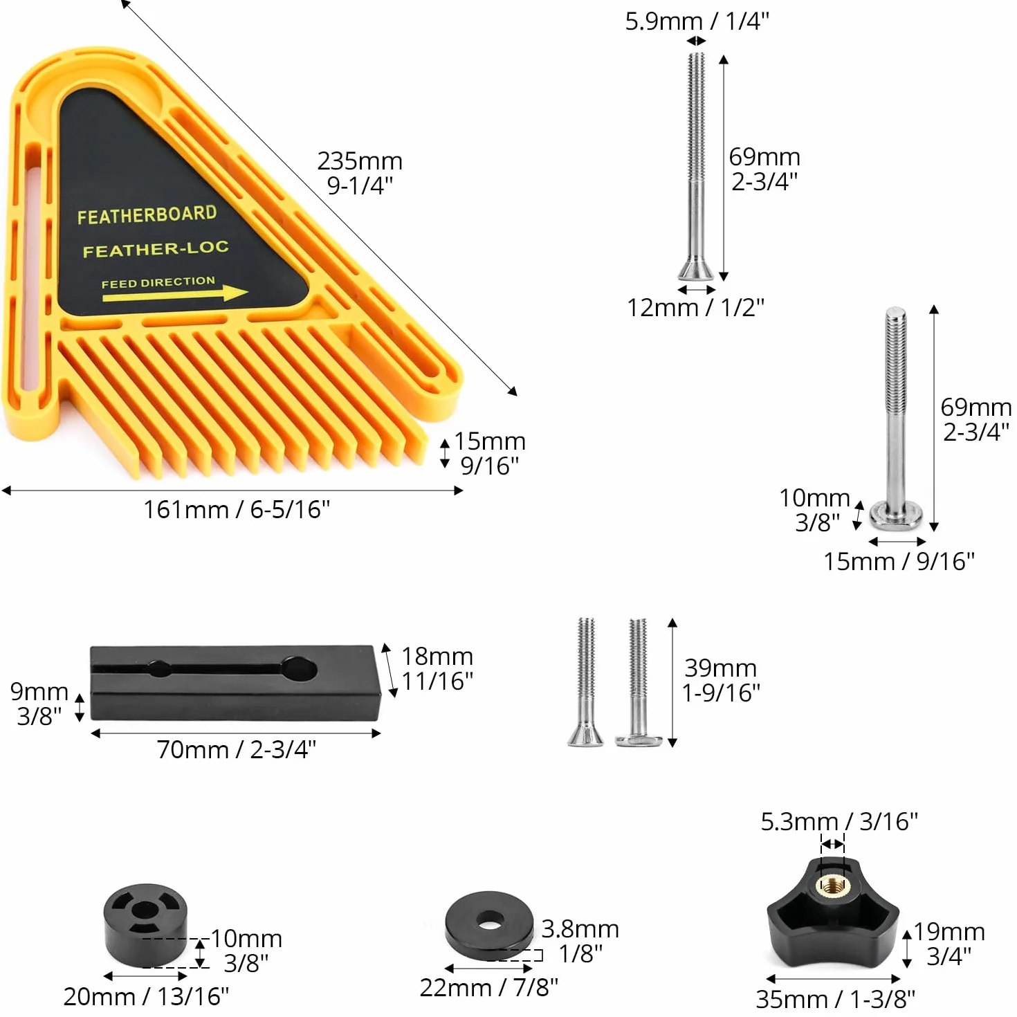QWORK® Featherboards Set Feather Loc board na stół do piły stół do routera stół do routera;