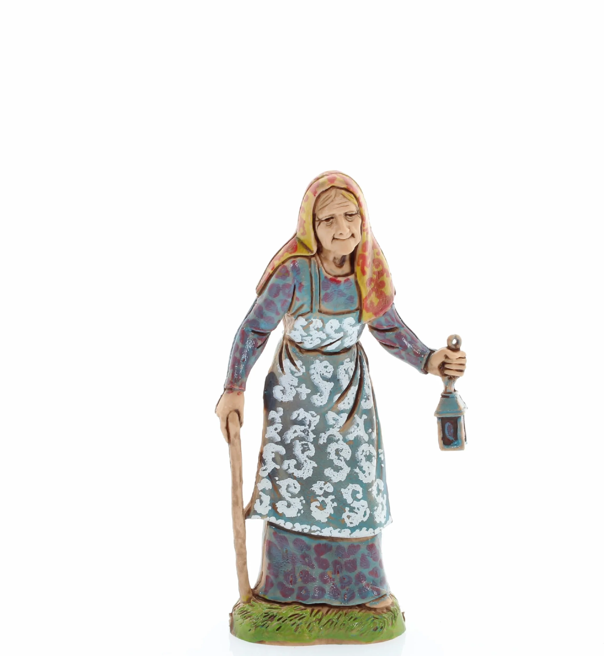 Moranduzzo Stara kobieta z latarnią do szopki 10 cm w skali 1:20 - Niezniszczalne figurki szopki - styl 700", ręcznie wykończony obraz, oficjalny produkt, wyprodukowany we Włoszech, rzeźbiarz M. Landi