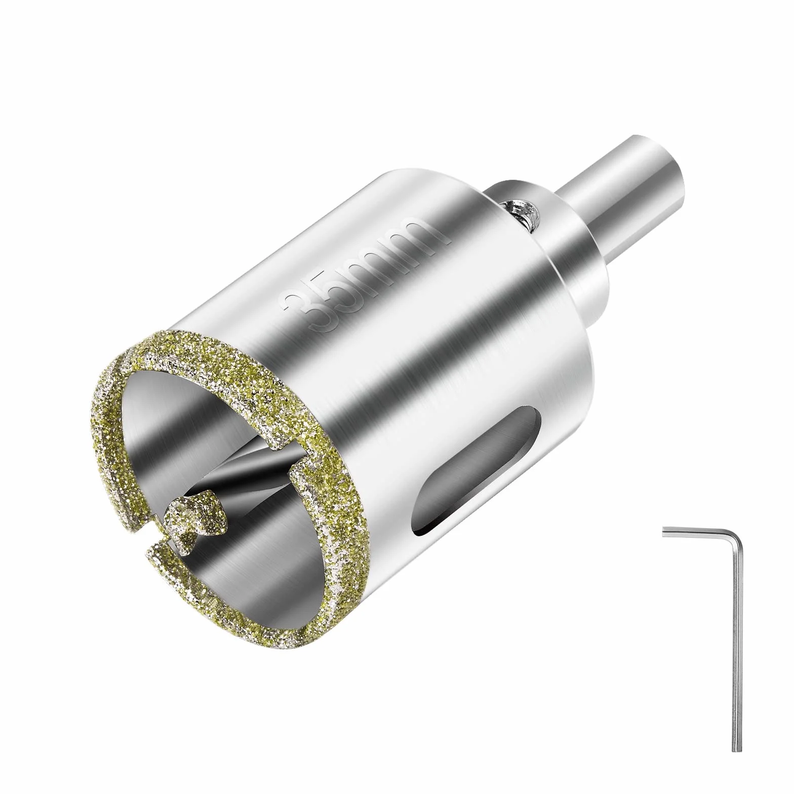flintronic Wiertło diamentowe 35 mm z centralnym wiertłem prowadzącym, wiertło rdzeniowe do szklanych otwornic z powłoką diamentową, do cięcia szkła, płytek, ceramiki, marmuru, wapienia, włókna