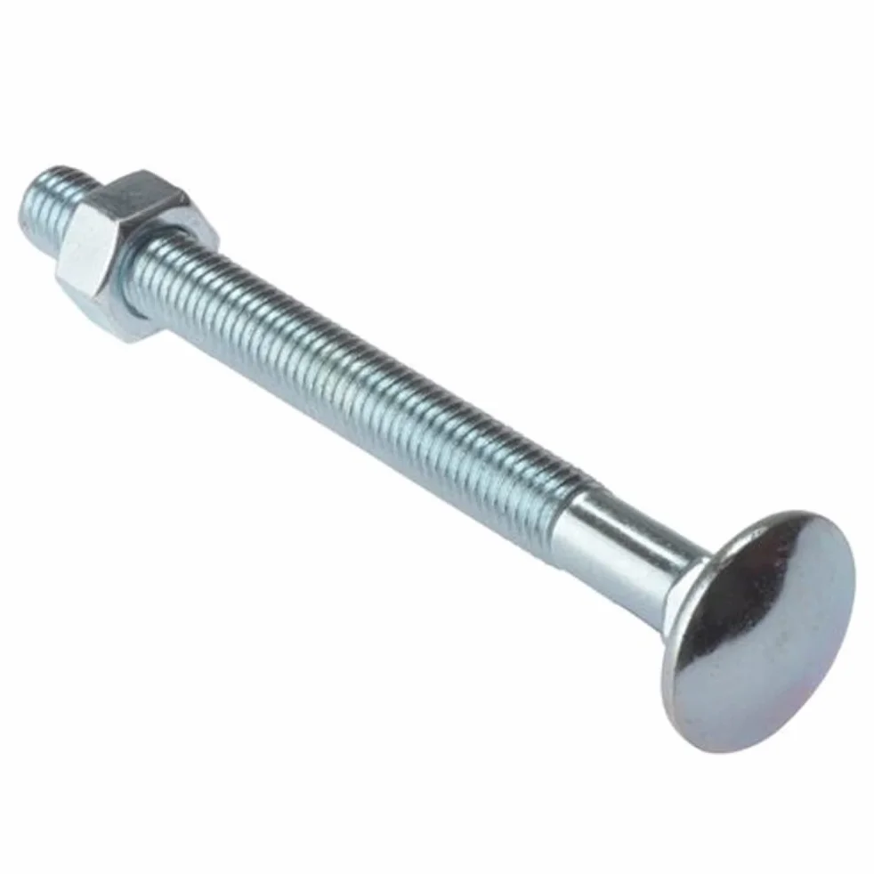 Merriway BH02192 Śruby do wózków z nakrętkami, M6 x 150 mm (1/4 cala x 6 cala) - ocynkowane, opakowanie 6 szt.