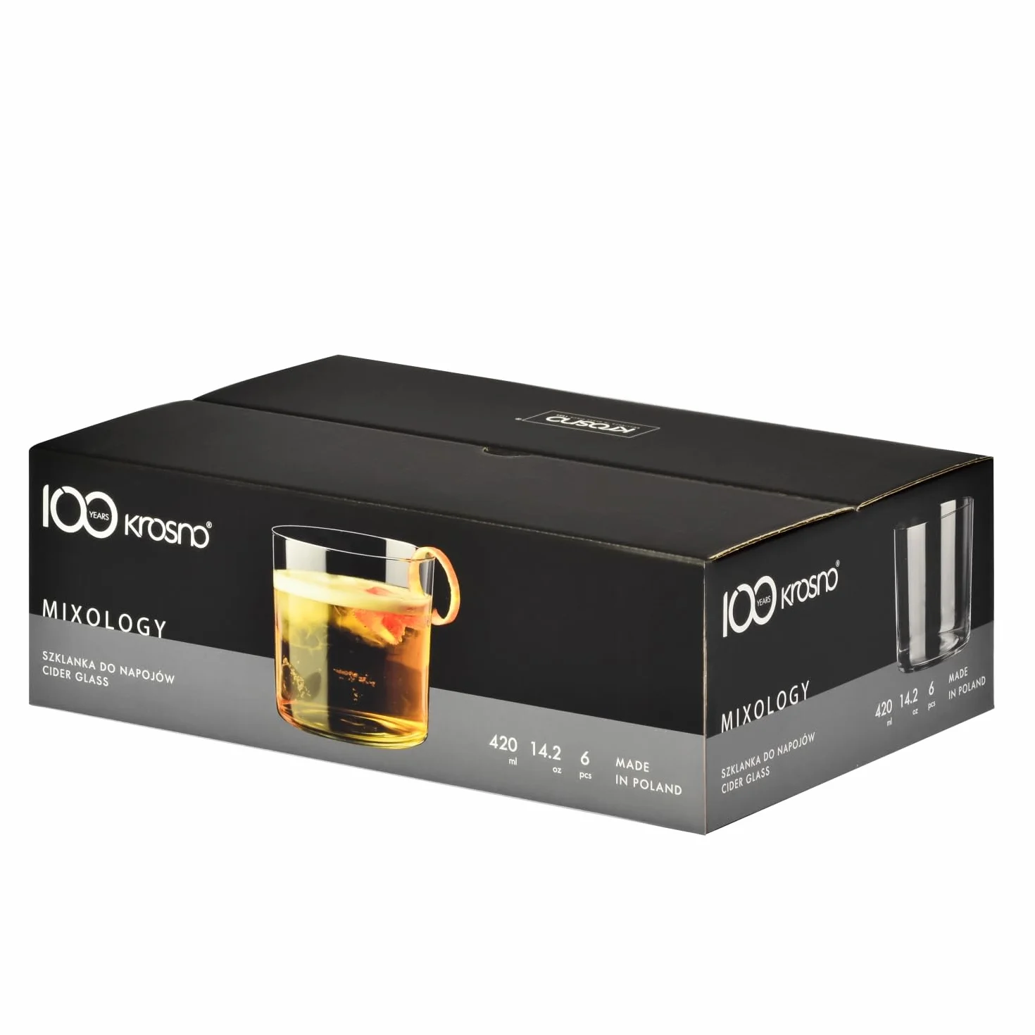 KROSNO Mixology Szklanki do Cydru i Wody 420 ml – Zestaw 6 Sztuk, Cienkie Ścianki, Szkło Kryształowe Bezołowiowe
