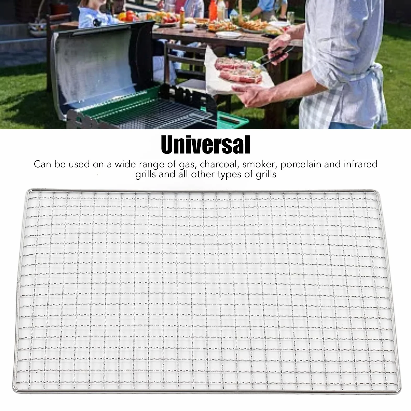 Mata z Drutu do Grillowania, Stal Nierdzewna BBQ Grill Net Grill Campfire Grate Grill Mata Siatkowa Grill Baking Net Non Stick Cooking Grate for Pit, dla Domu Pikniki Kemping