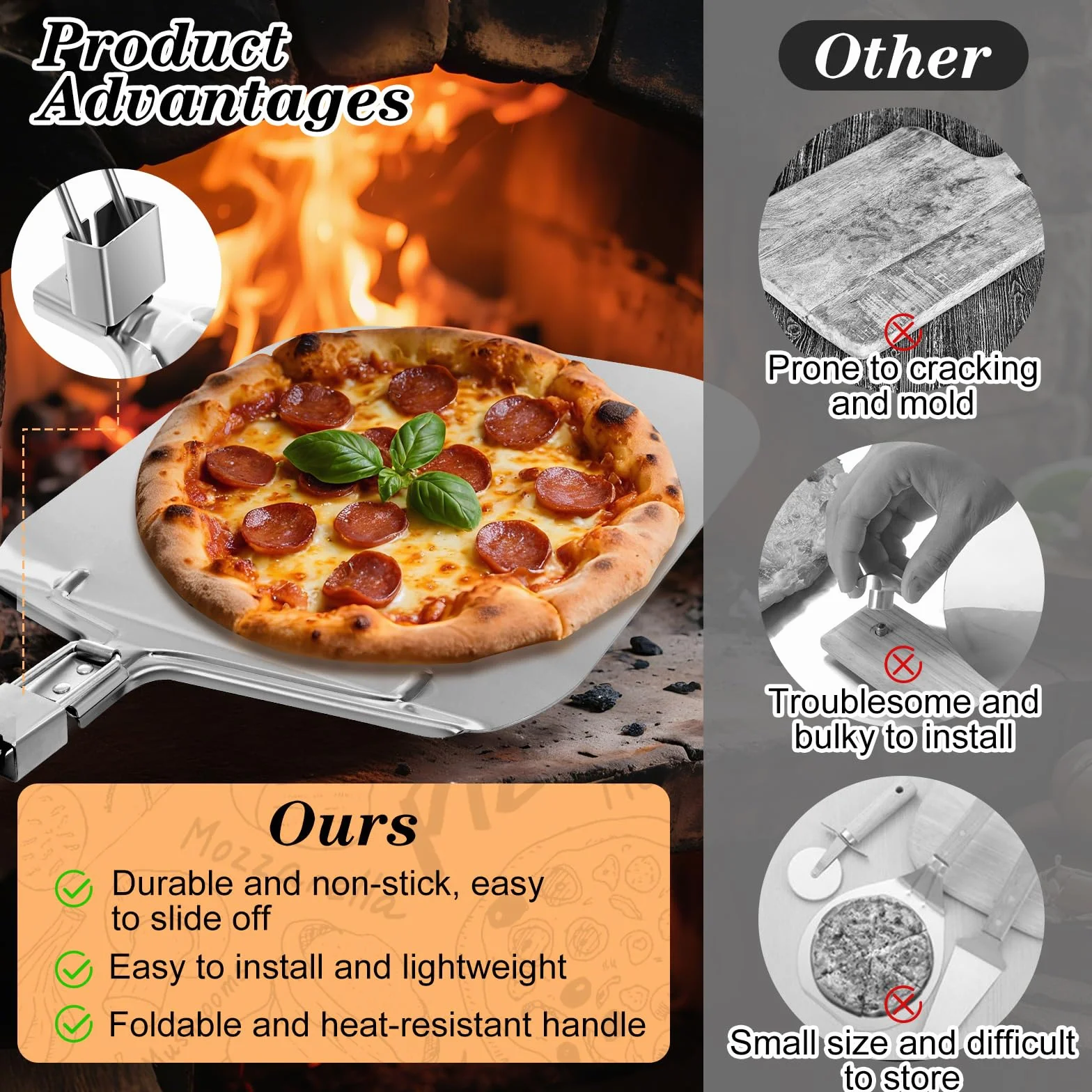 Aluminiowy Podnośnik do Pizzy XXL Składany 32x31,5 cm