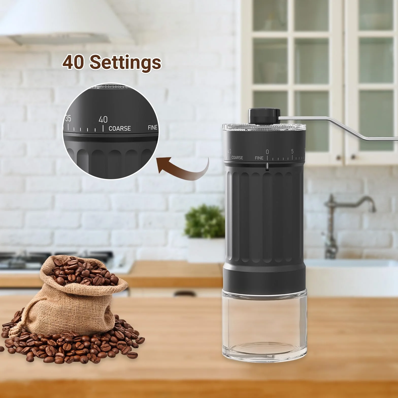 Ręczny młynek do kawy przenośny 40 ustawień do Espresso Moka Pour Over French Press