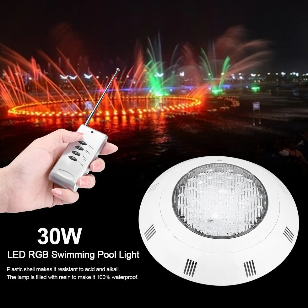 Fdit LED RGB Wielokolorowy podwodny basen Jasne światło z pilotem Podstawa wazonu Staw Garden Party 30W 300 Podwodne oświetlenie LED Lampy basenowe Wodoodporne